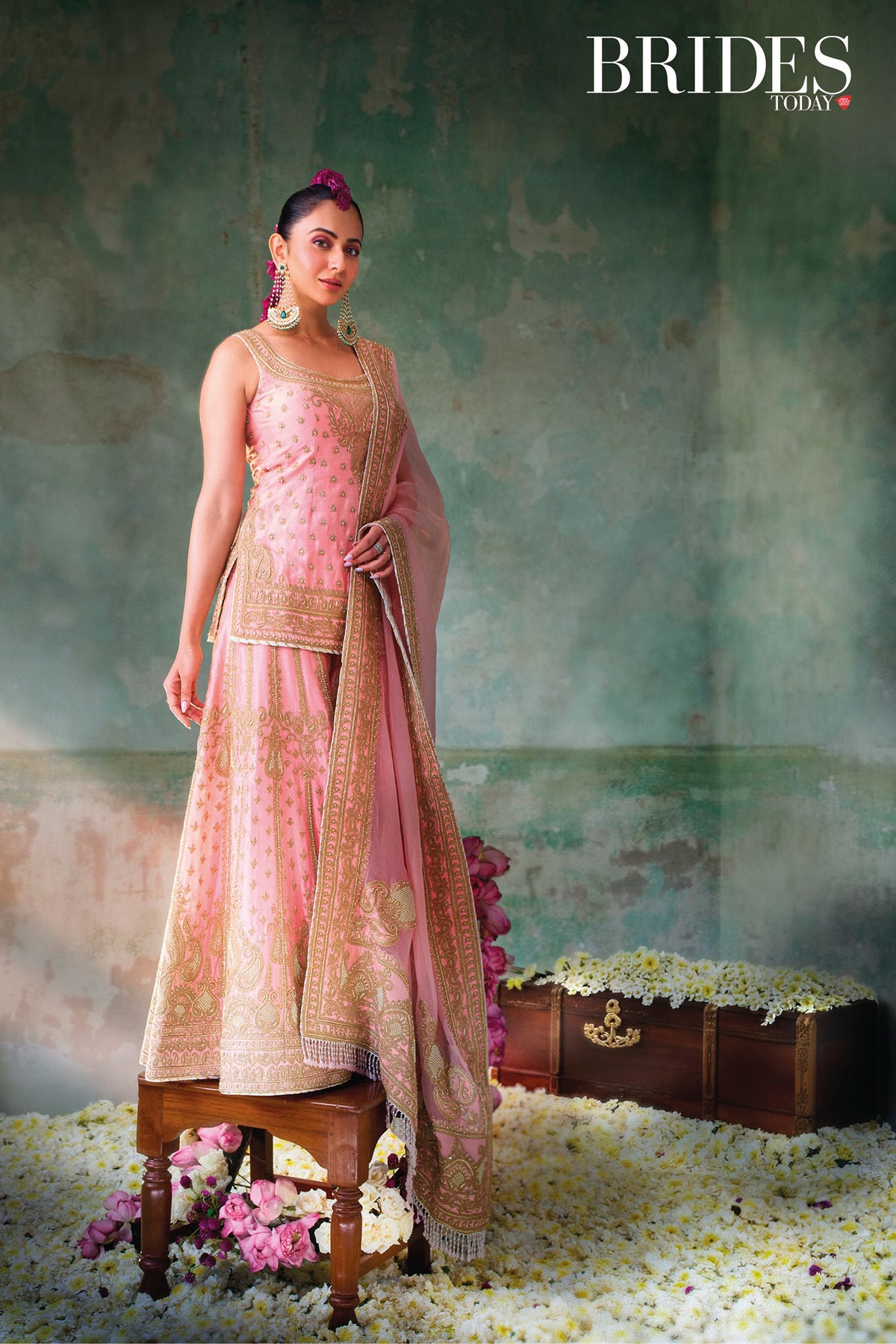 Rakul Preet Singh In Tasnim - Pink Kurta Set with Sharara & Dupatta