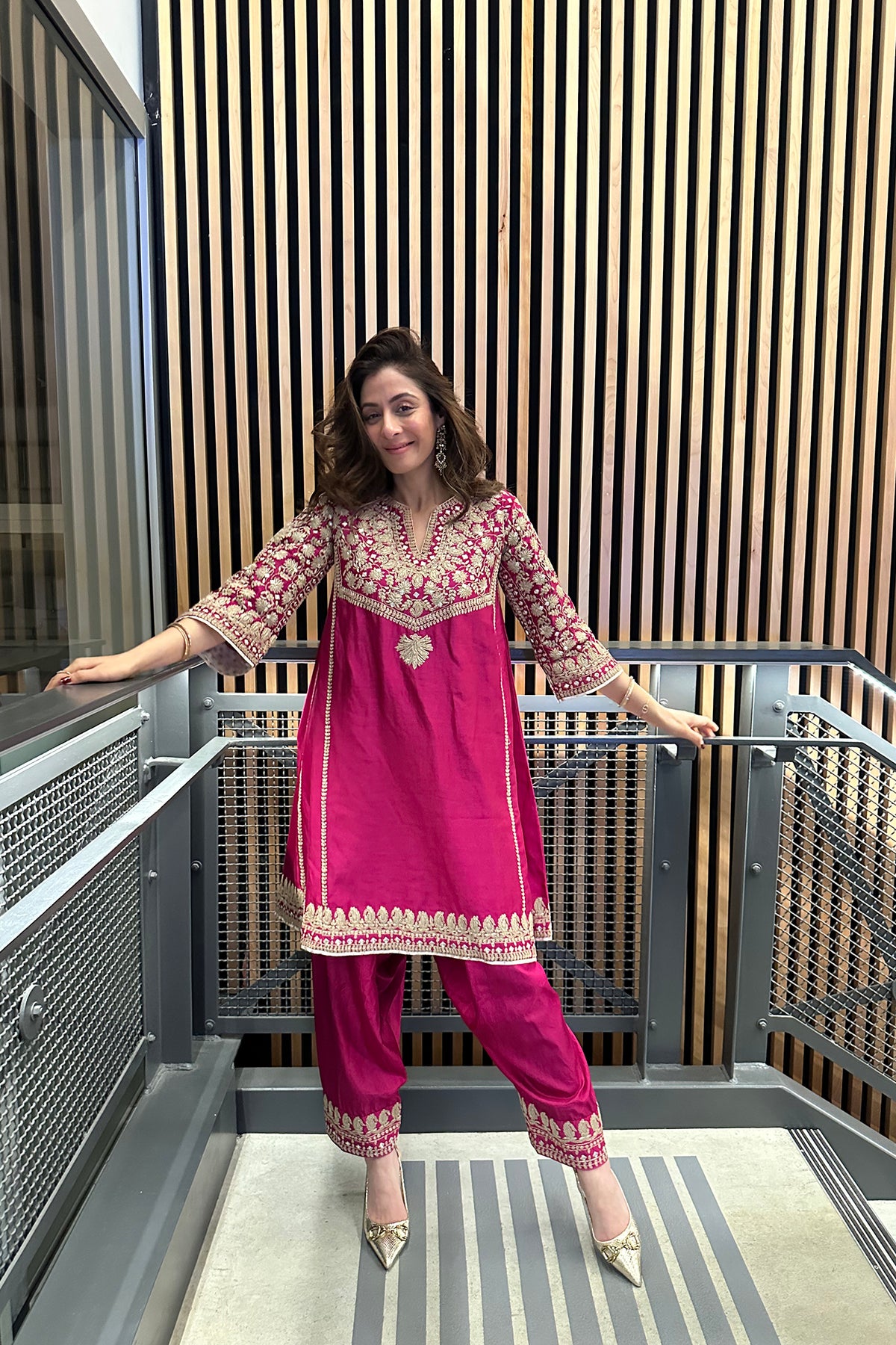 Sukhmani Bedi In Aiman - Rani Hotpink Short Knee Length Choga with Salwar