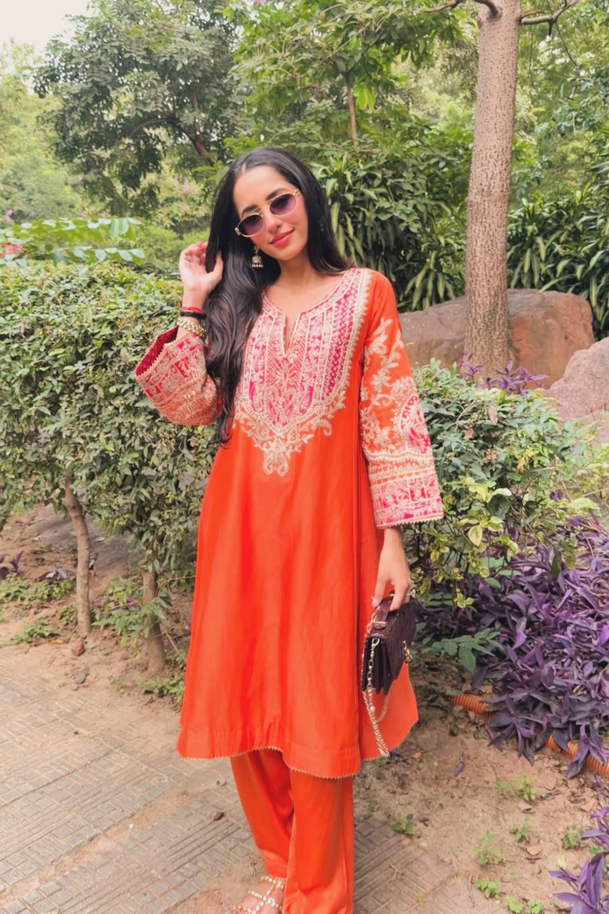 Soumya Puri In MOHSINA - Orange SHORT KALIDAAR CHOGA WITH SALWAR