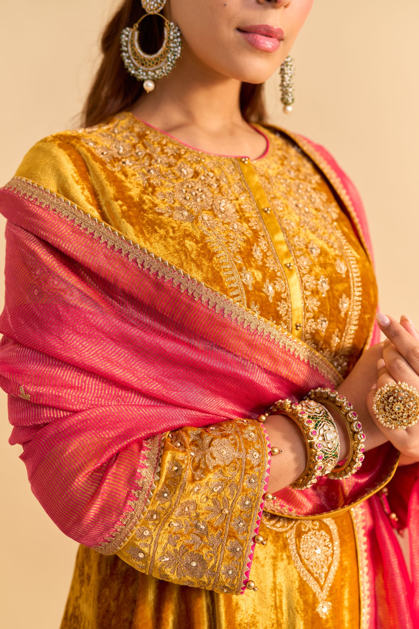 Laiba - Mustard A-line Kurta with Dhoti