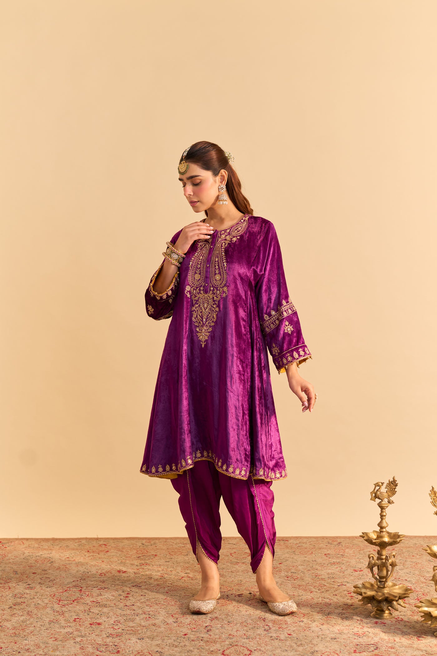 Amal - Deep Purple A-line Kurta with Dhoti