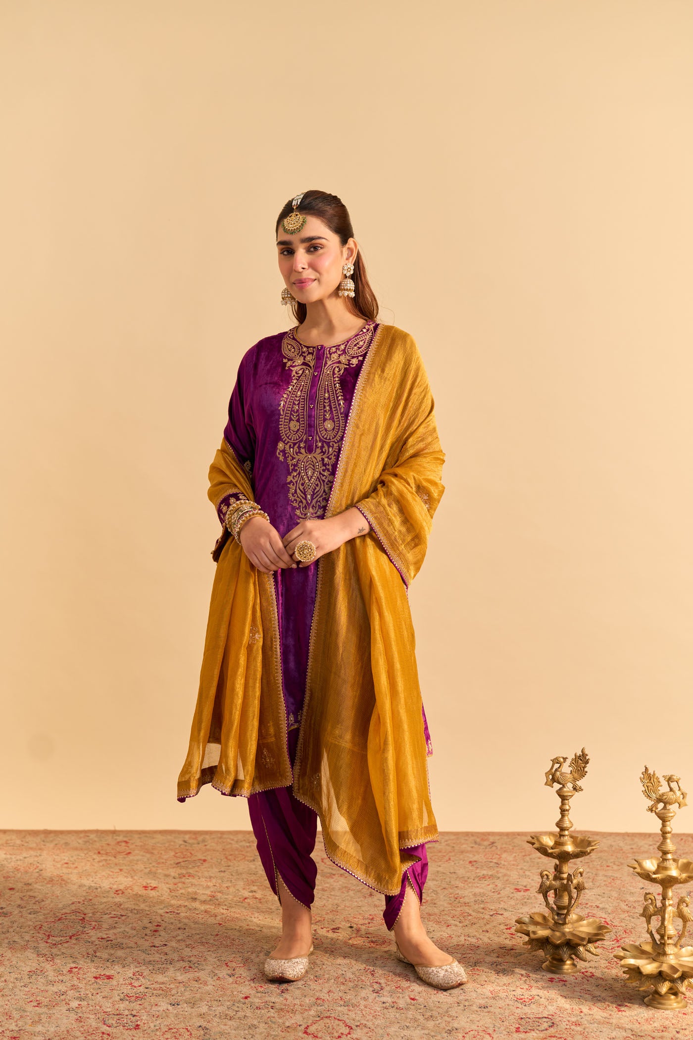 Amal - Deep Purple A-line Kurta with Dhoti