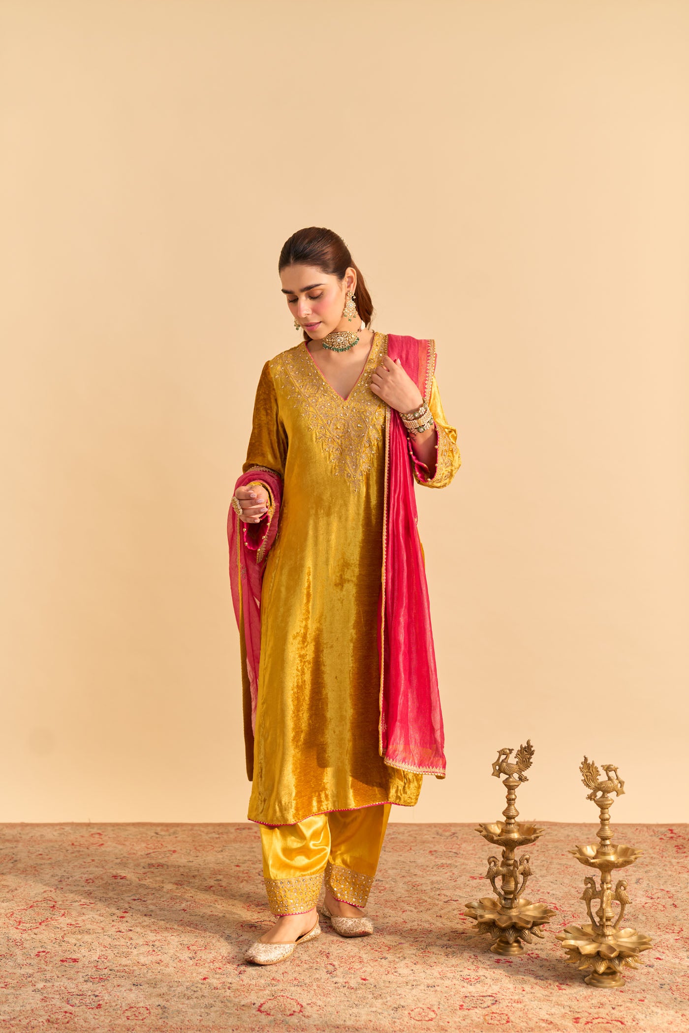 Aynaz - Mustard Kurta with Salwar