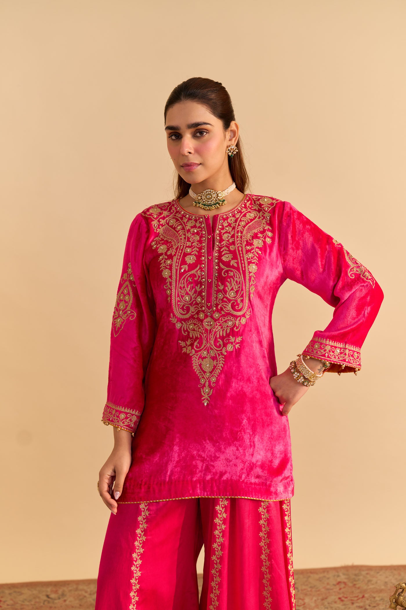 Aroob - Hotpink Kurta with Sharara and Dupatta