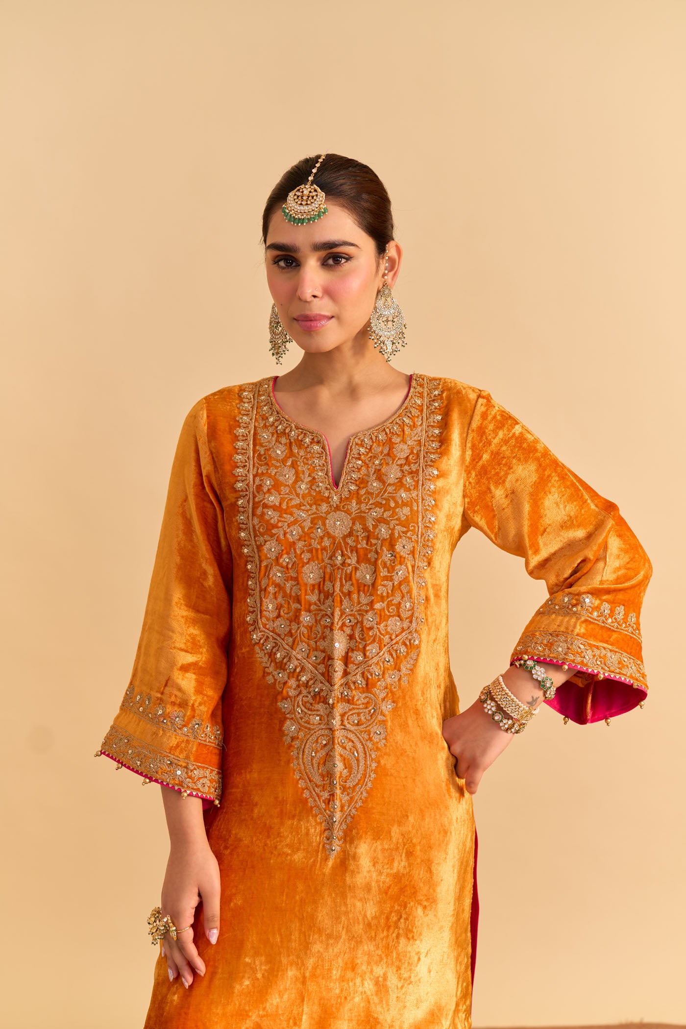Fareeha - Orange Kurta with Salwar