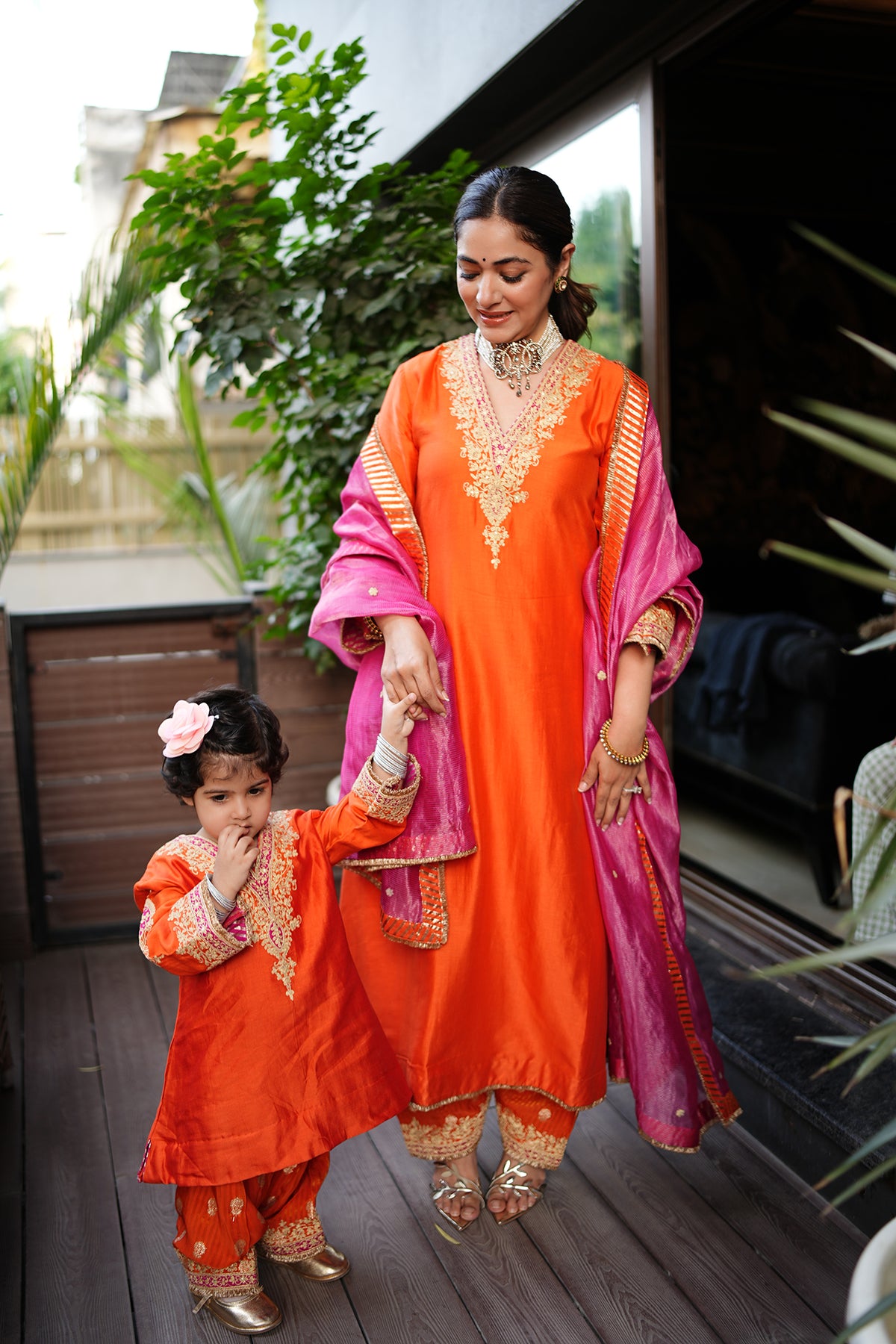 Liana Burnt Orange Chauga with Salwar