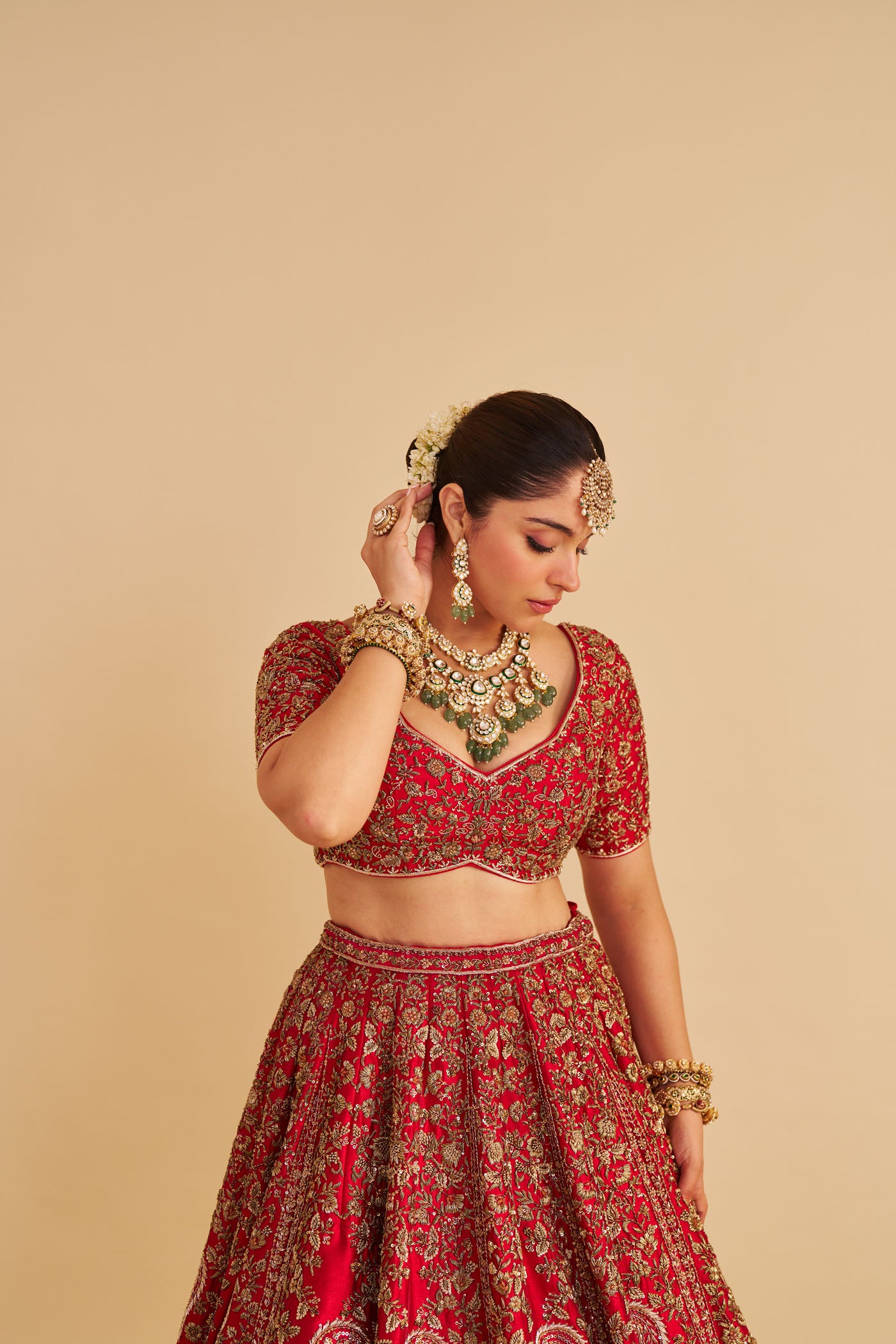Mahanoor - Dabka Zardozi Embroidered Pure Silk Red Bridal Lehenga Set