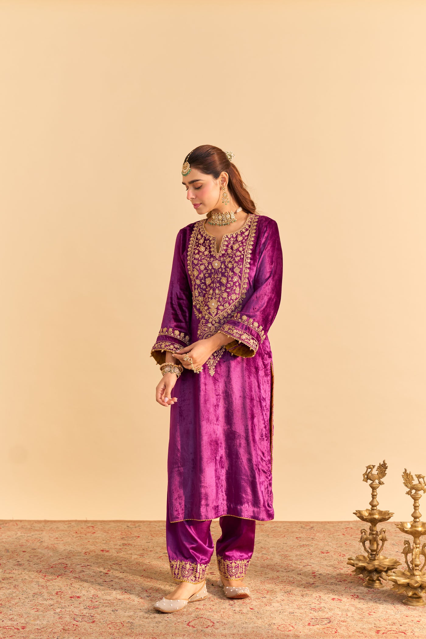Fareeha - Deep Purple Kurta with Salwar