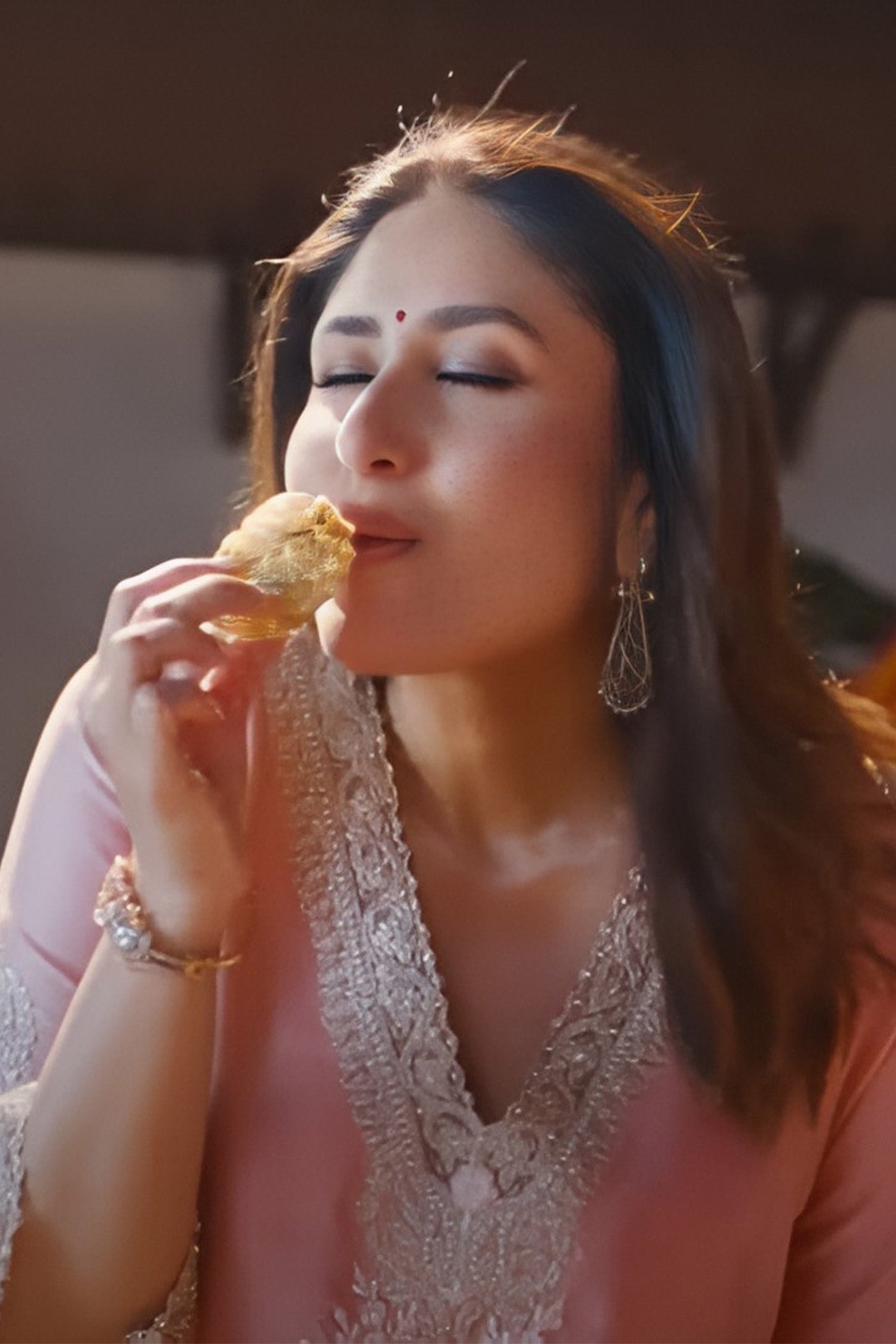 Kareena Kapoor in Sanvi - Blush Pink Long Choga with Salwar