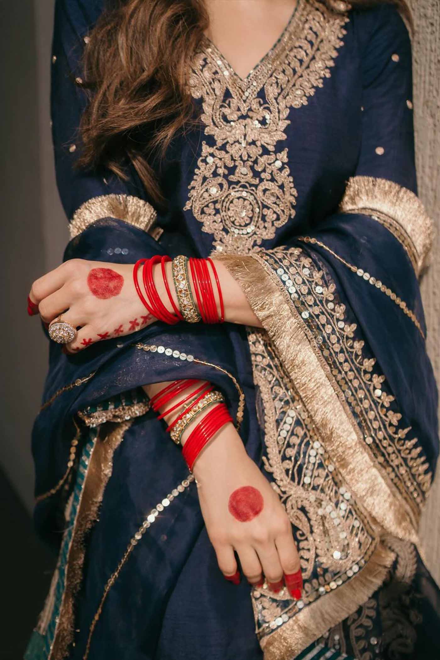 Aamna Shariff In Mysha - Deep Blue Long Choga With Salwar