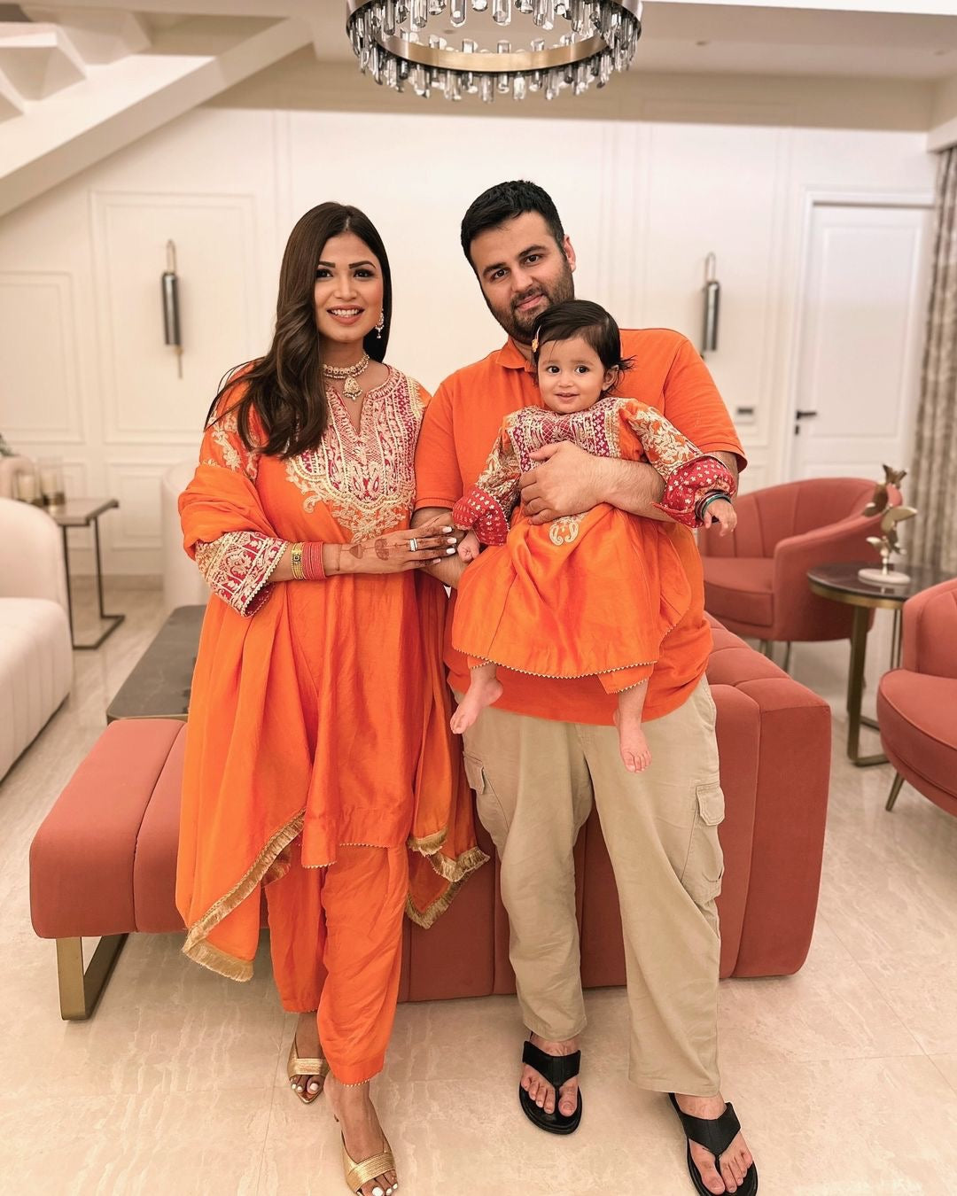 Mohsina - Orange Short Kalidaar Choga With Salwar