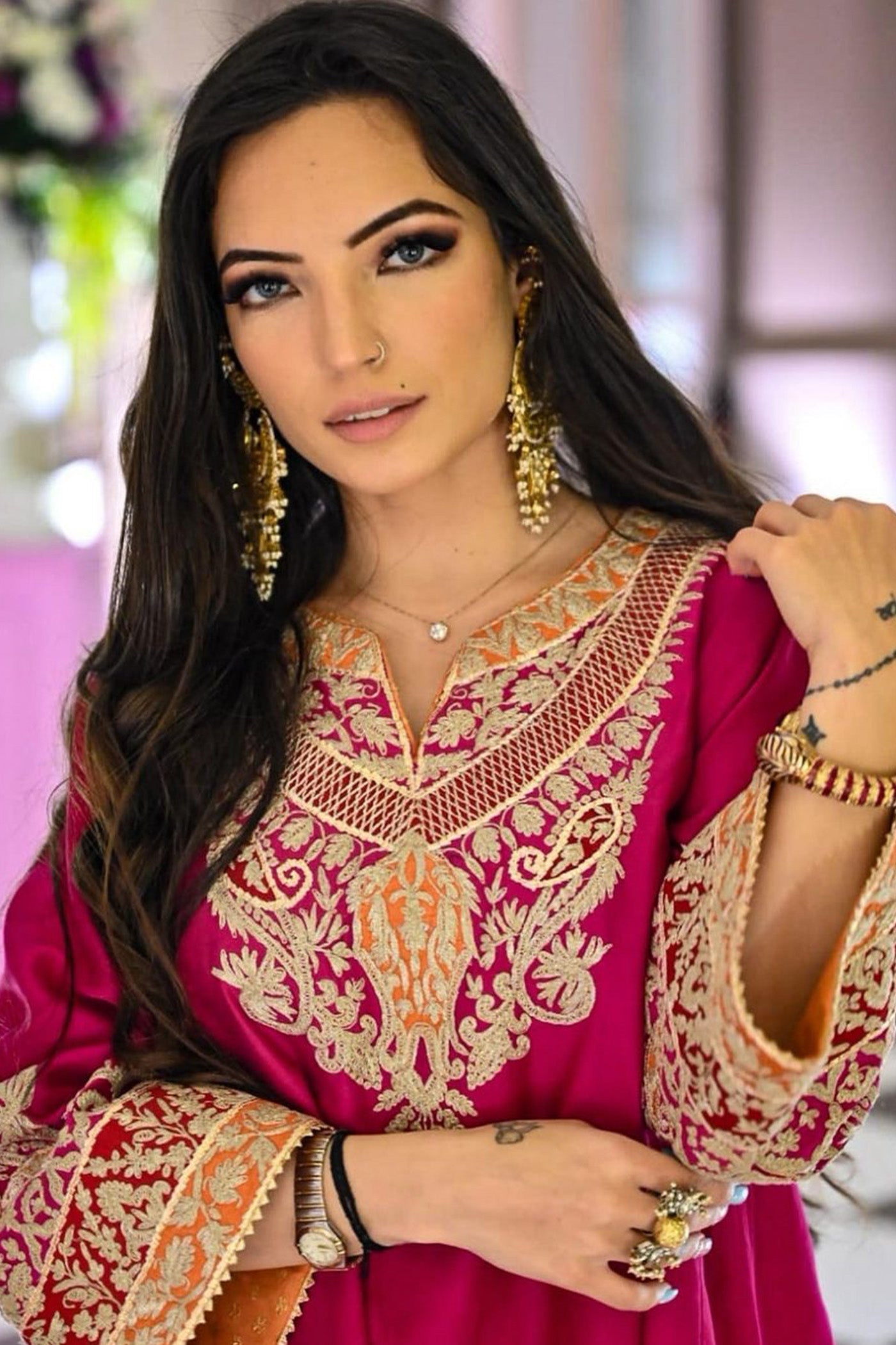 AHANA GHAI IN MEHRISH - HOTPINK SHORT KALIDAAR CHOGA WITH SALWAR