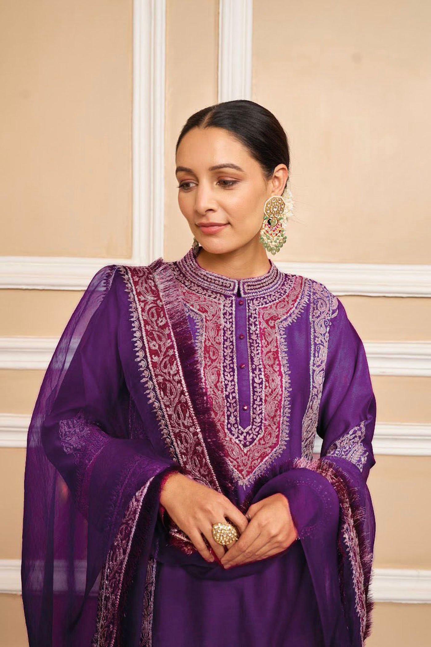 MAHEEP KAPOOR IN NAAYAAB - PURPLE SHORT KURTA WITH SALWAR AND DUPATTA