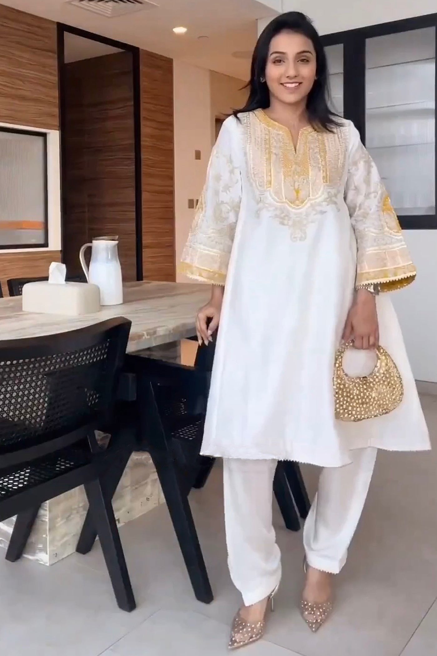 MIRA RAJPUT IN MOHSINA - DAISY IVORY SHORT KALIDAAR CHOGA WITH SALWAR