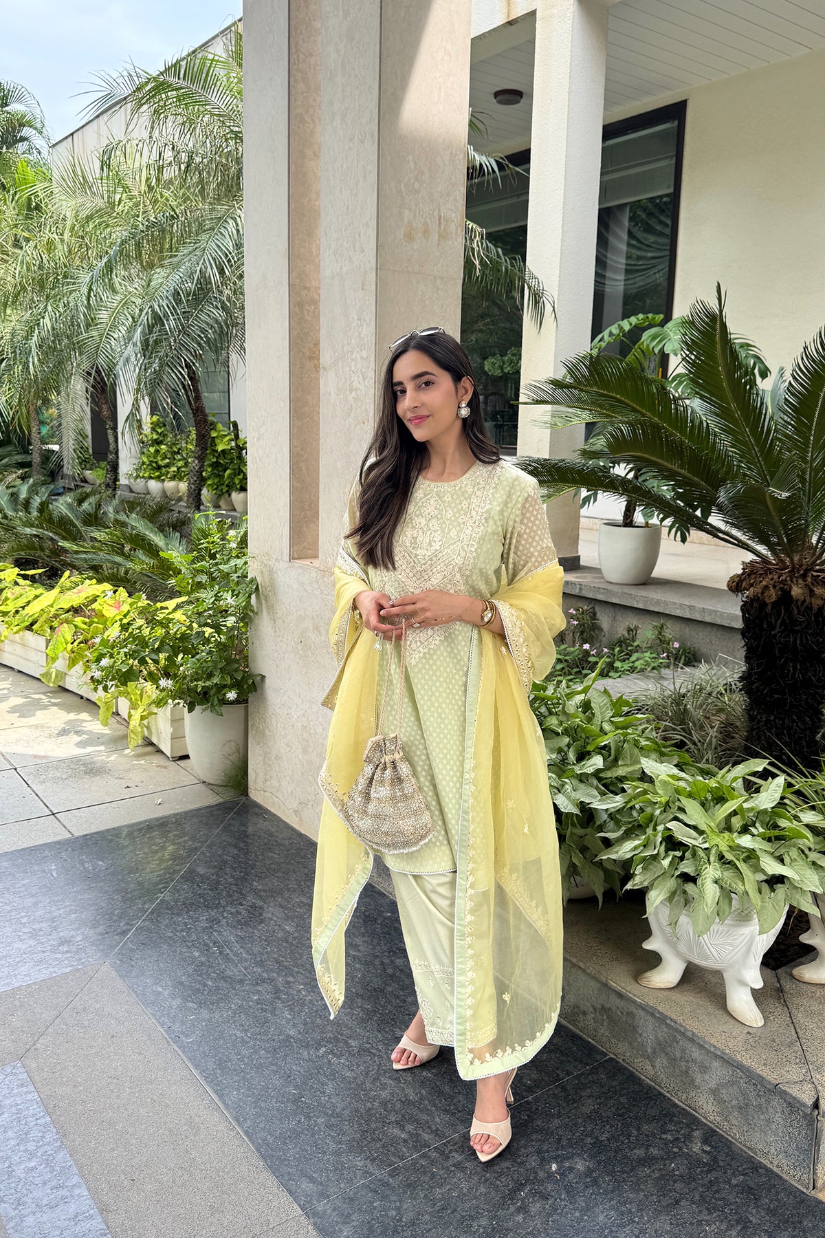 Aishani Maini In Nida - Mint Green Short Choga With Farshi Salwar