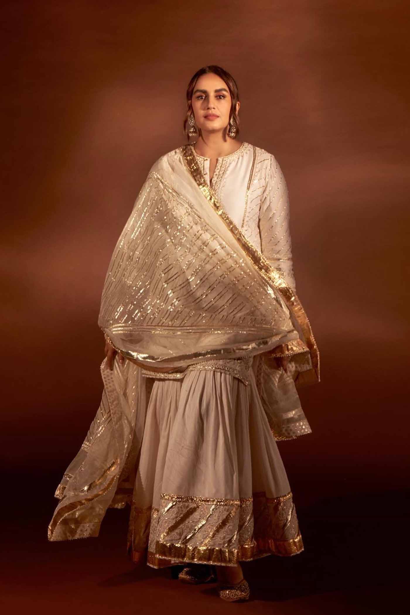 Eliza - Daisy Ivory Chanderi Silk Kurta and Garara Set with Organza dupatta