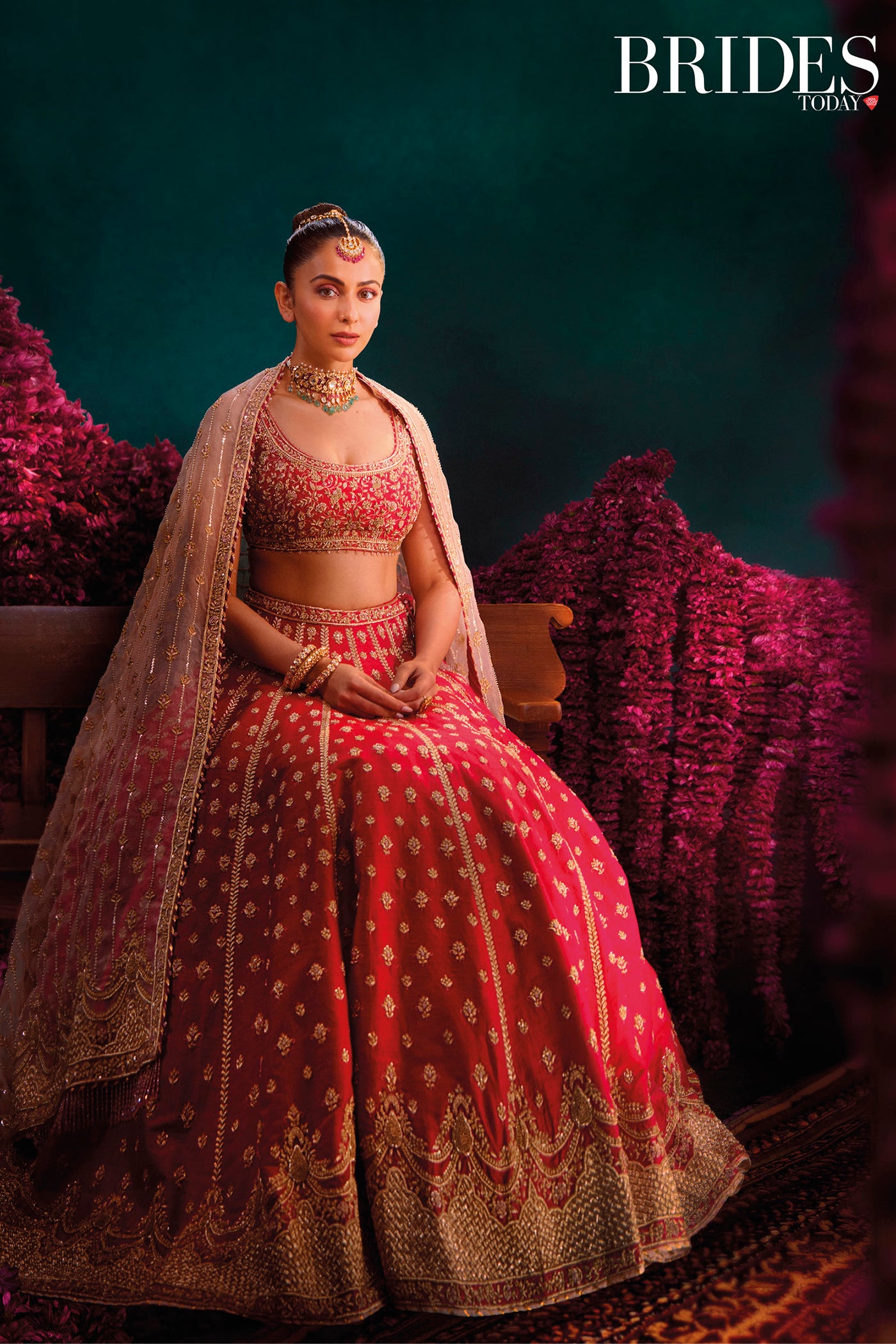 Rakul Preet Singh In Roha - Deep Red Lehenga Set with Blouse & Dupatta