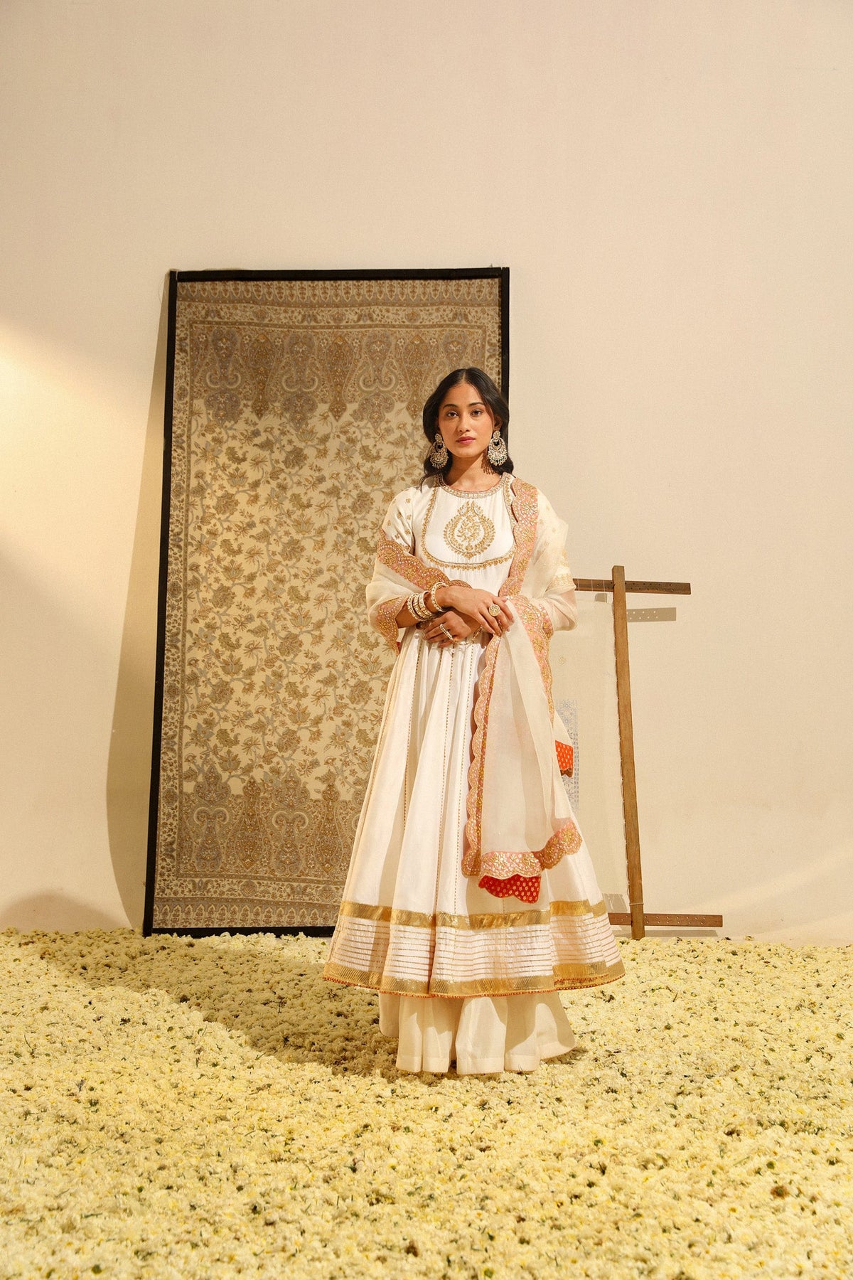 Irshaad - Daisy Ivory Hand Embroidered Anarkali with Skirt and Dupatta (Lxrts)