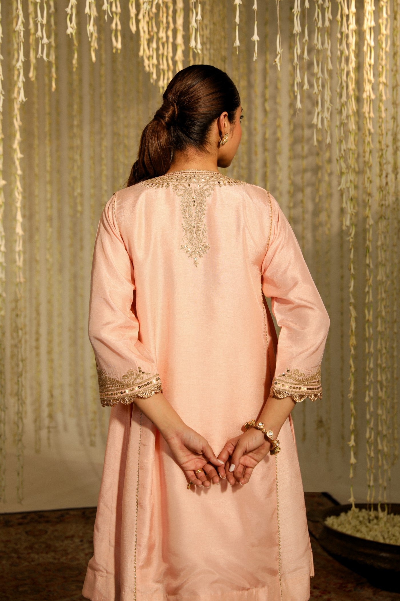 MEHNAAZ - ROSEPINK KALIDAAR SHORT KURTA WITH SALWAR