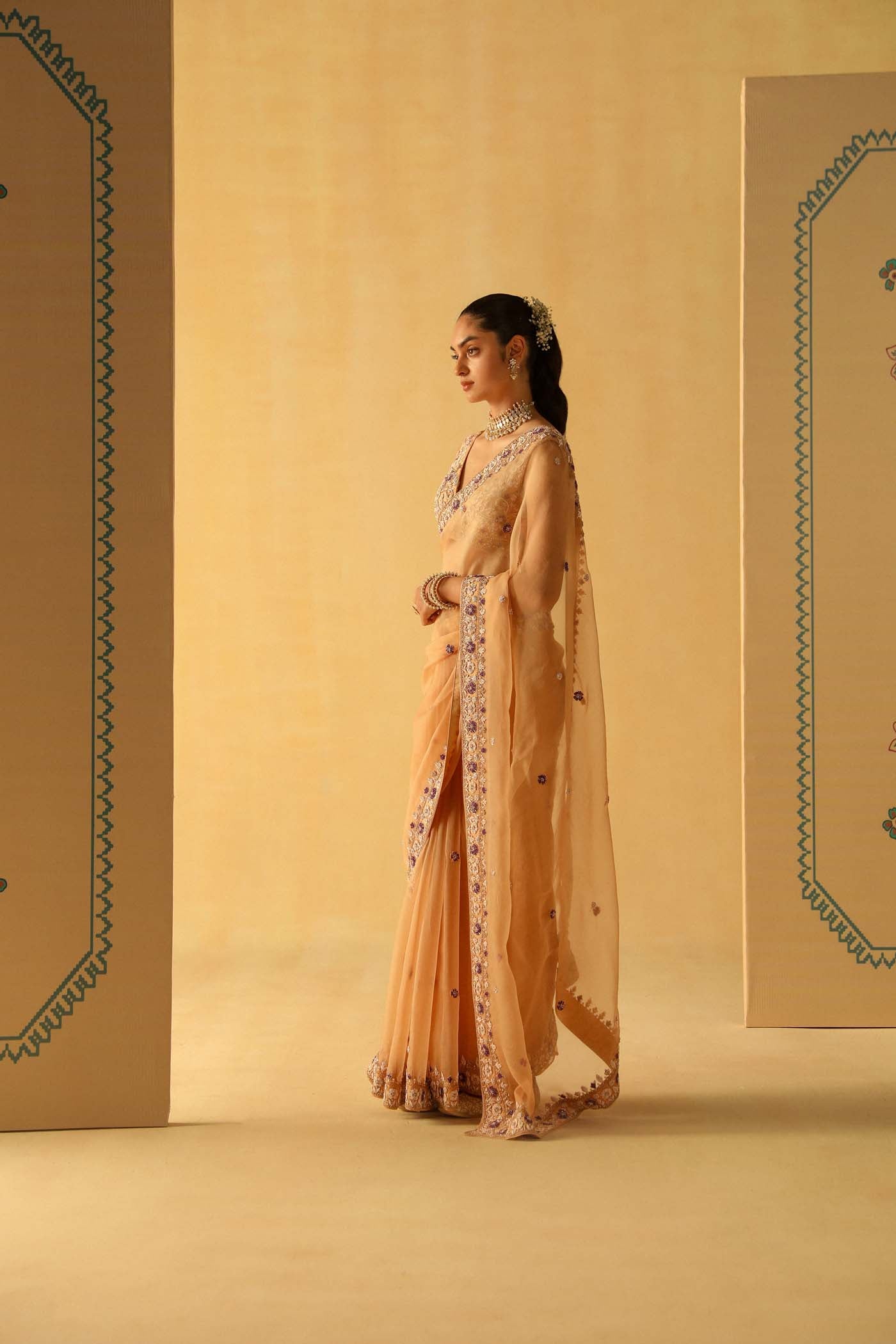Hannah - Gold Saree Set