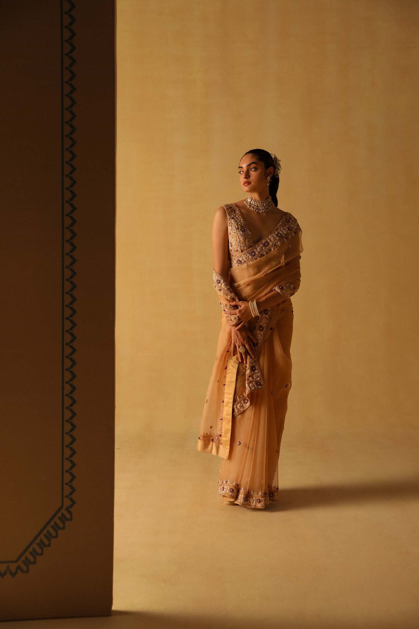 Hannah - Gold Saree Set