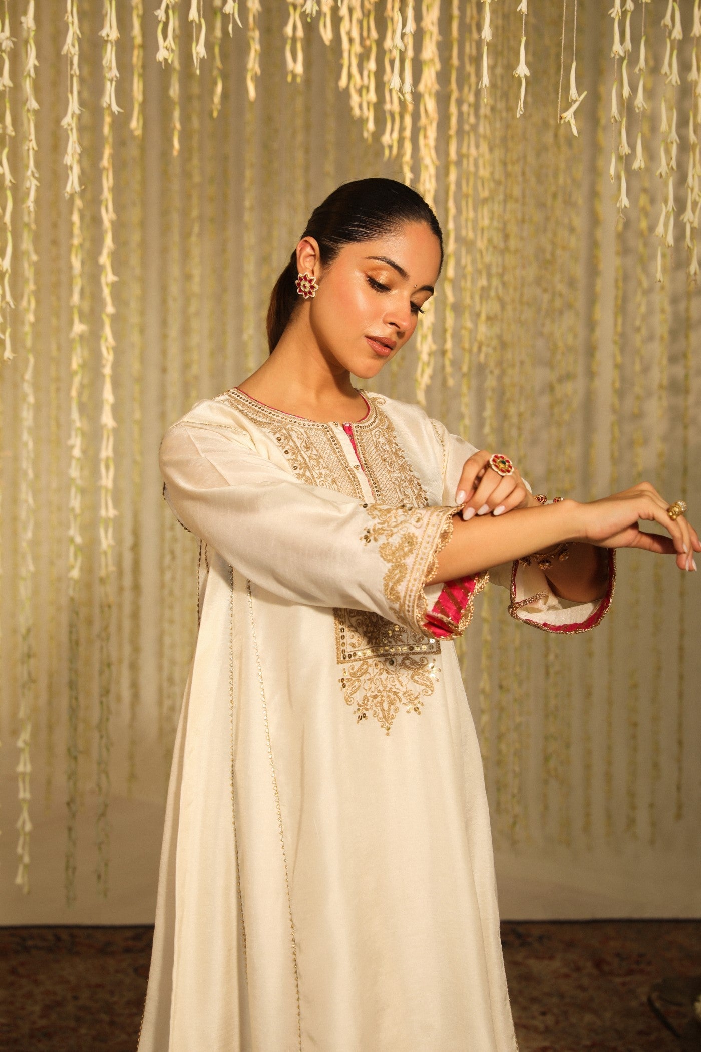 MEHER - DAISY IVORY SHORT CHOGA WITH SALWAR (LXRTS)