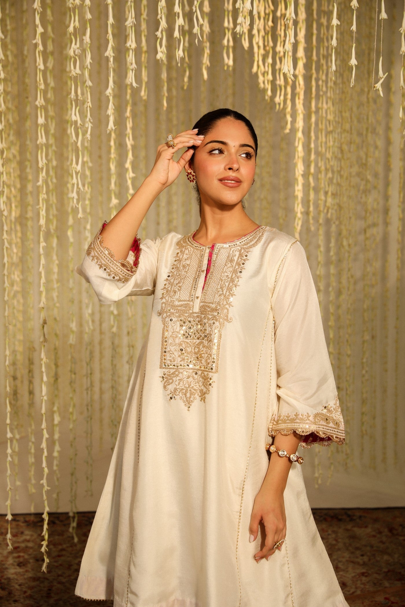 MEHER - DAISY IVORY SHORT CHOGA WITH SALWAR (LXRTS)