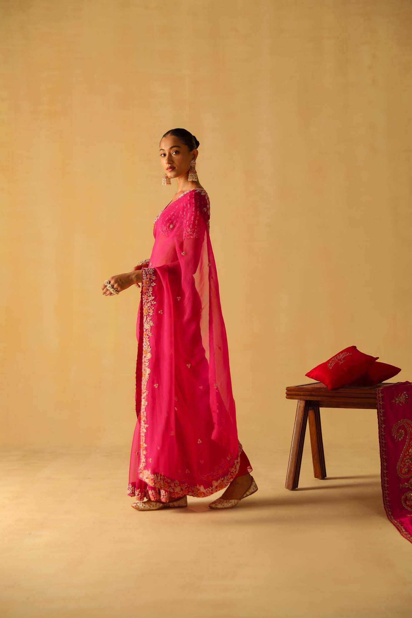 Afsa - Hotpink Saree Set