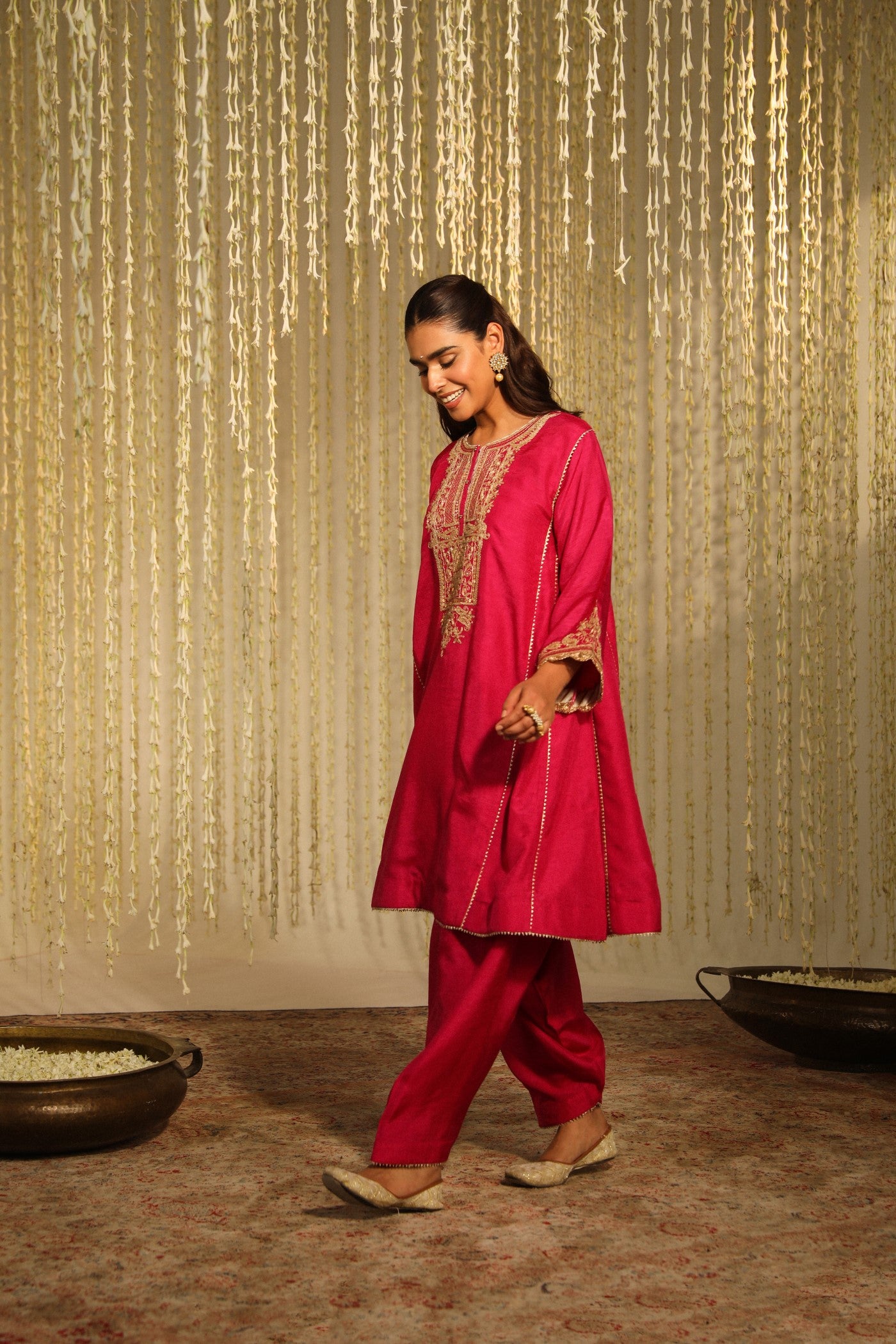 MEHER - HOT PINK SHORT CHOGA WITH SALWAR