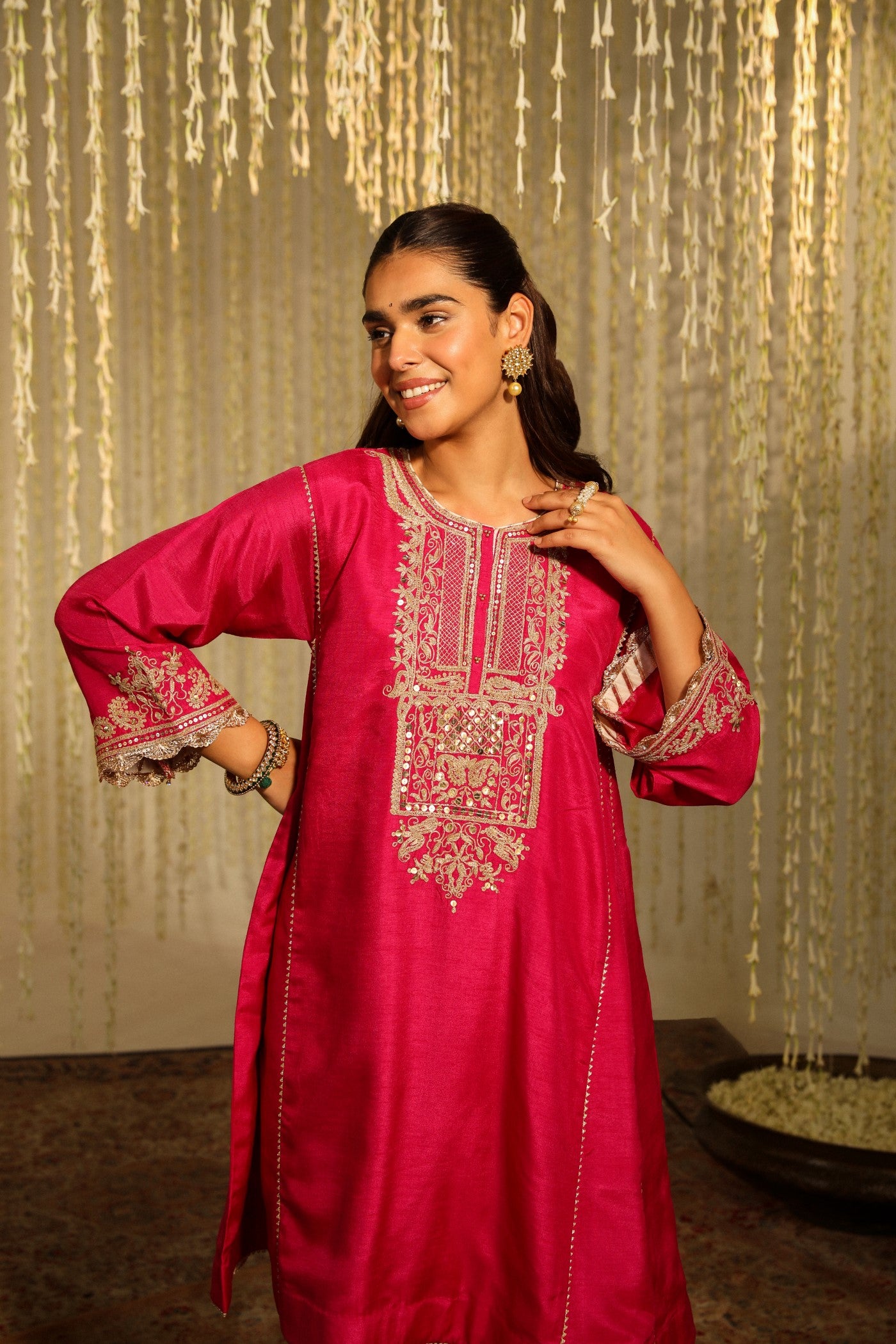 MEHER - HOT PINK SHORT CHOGA WITH SALWAR
