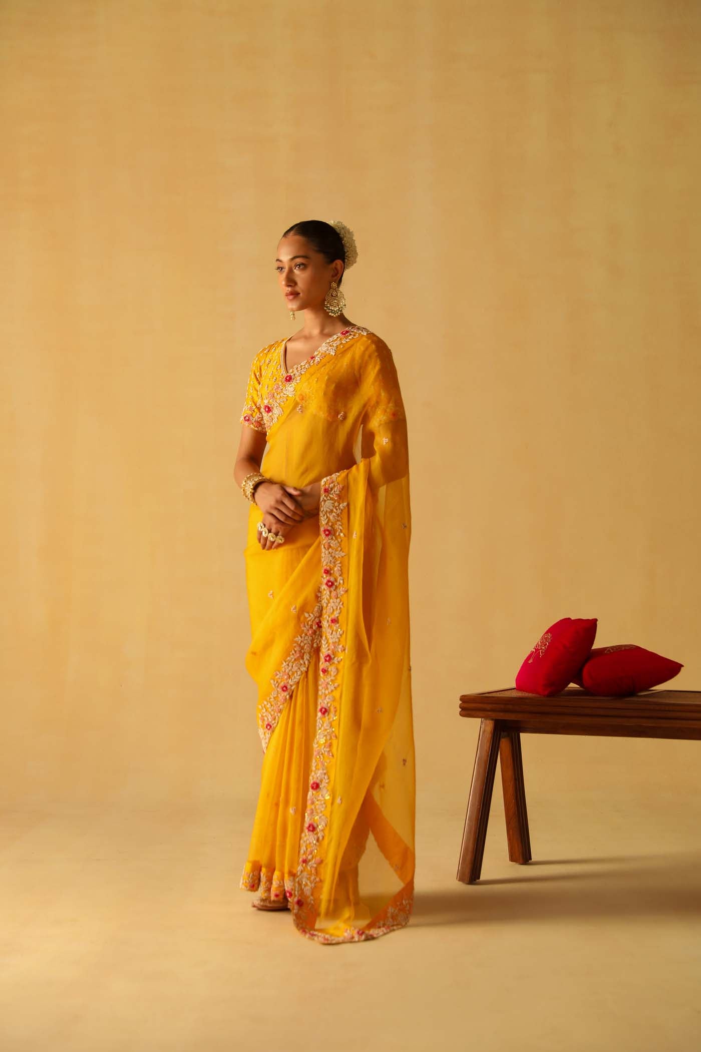Afsa - Mustard Saree Set
