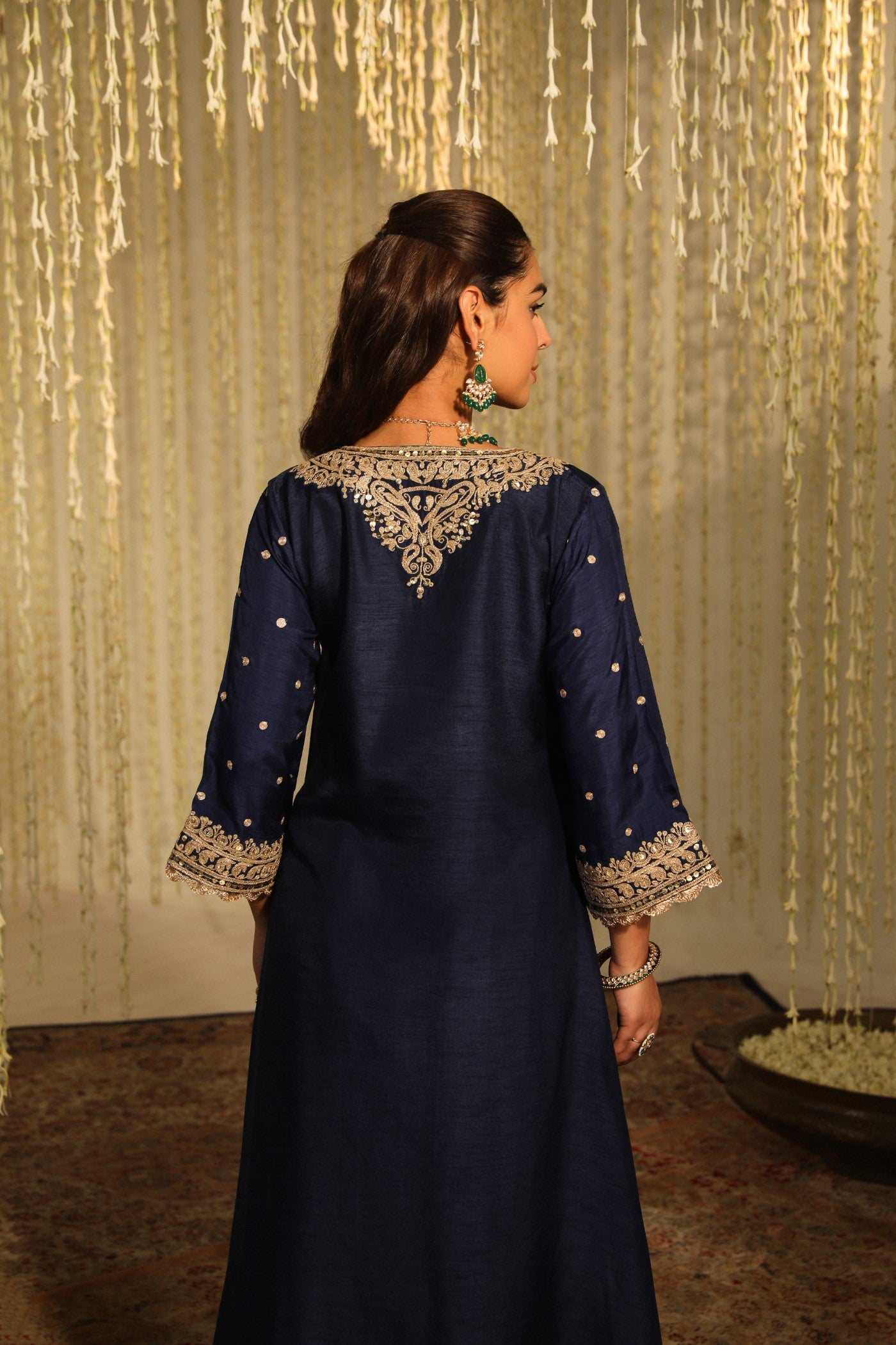 Aamna Shariff In Mysha - Deep Blue Long Choga With Salwar