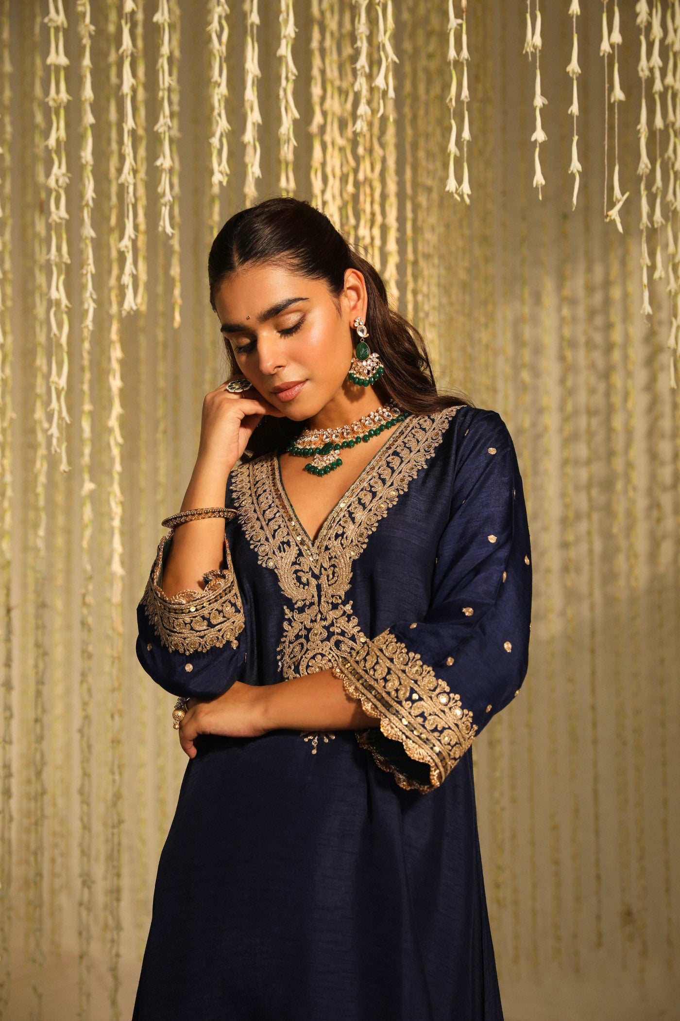 Aamna Shariff In Mysha - Deep Blue Long Choga With Salwar