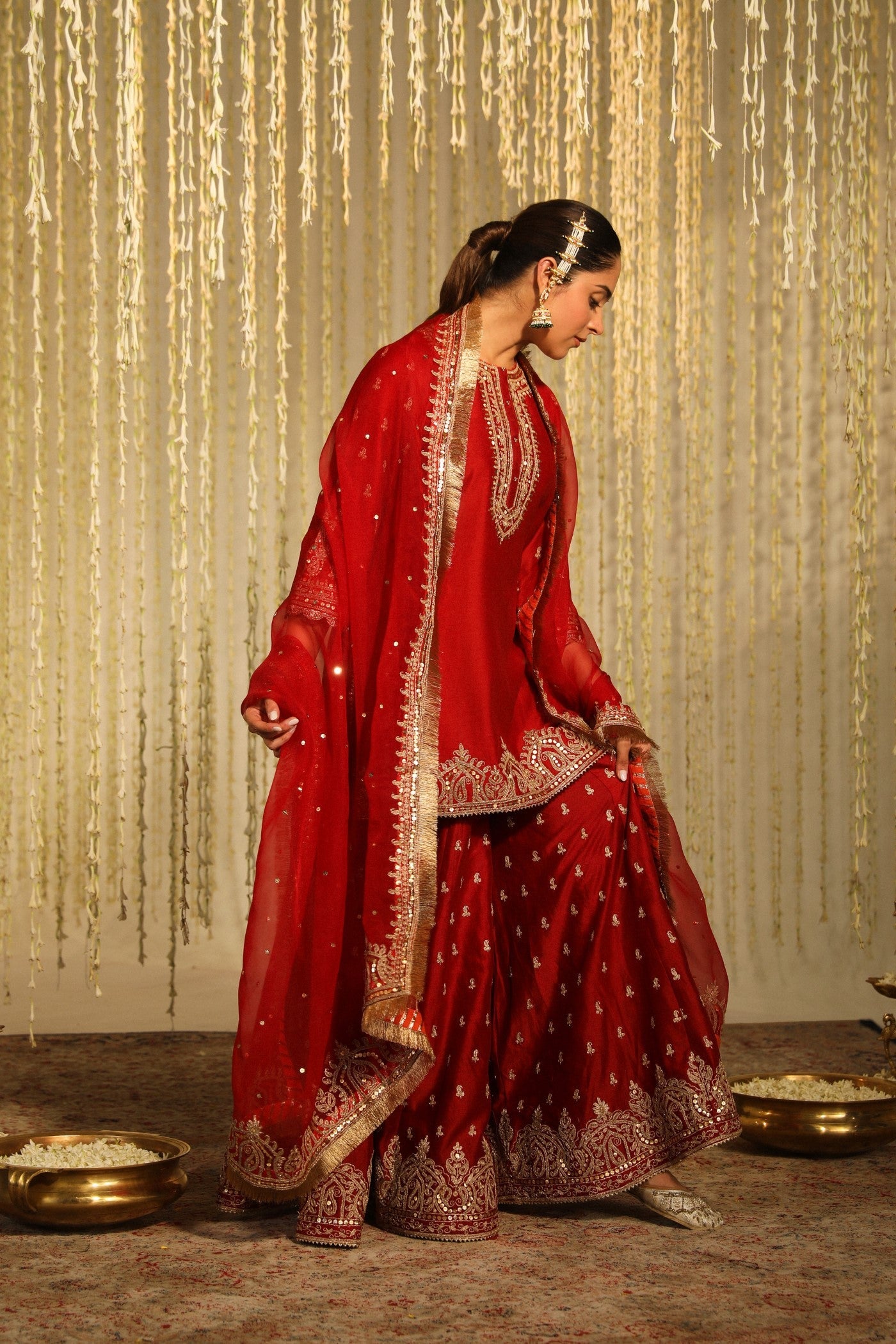 MISHIKA - DEEP RED KURTA WITH SHARARA AND DUPATTA (LXRTS)