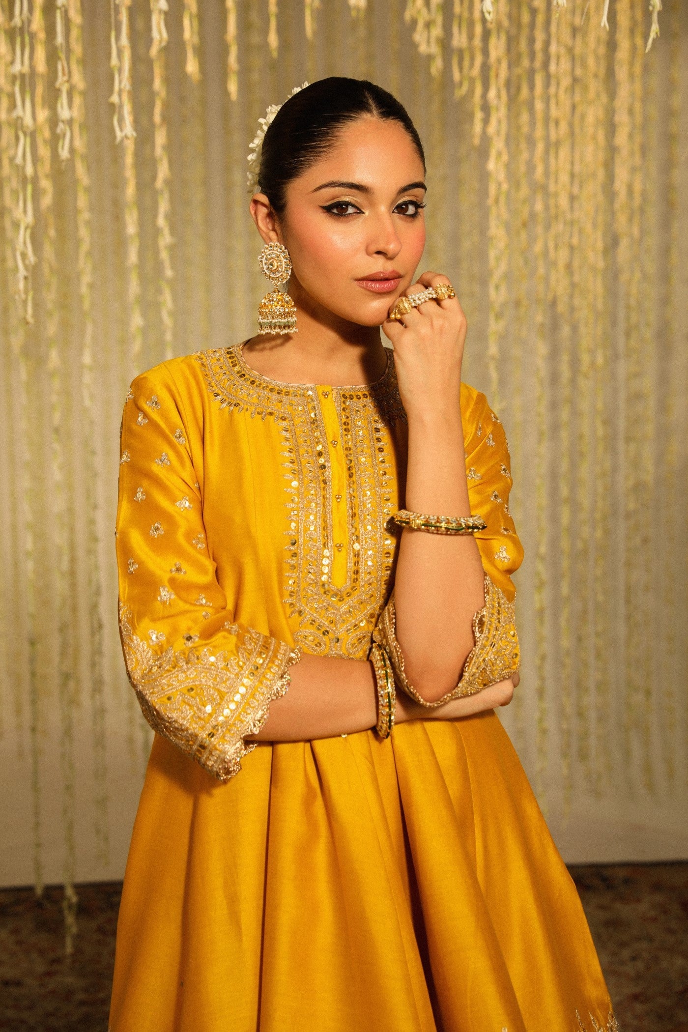WARIZAH - GLAZE MUSTARD SHORT ANARKALI WITH SALWAR AND DUPATTA (LXRTS)