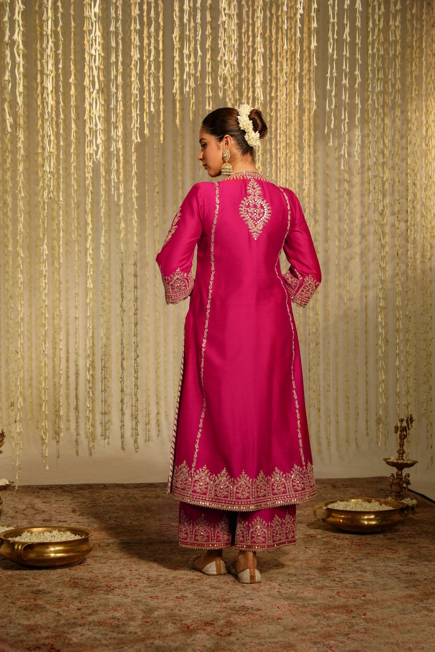 MAHIKA - HOTPINK LONG KURTA WITH PALAZZO AND DUPATTA (LXRTS)