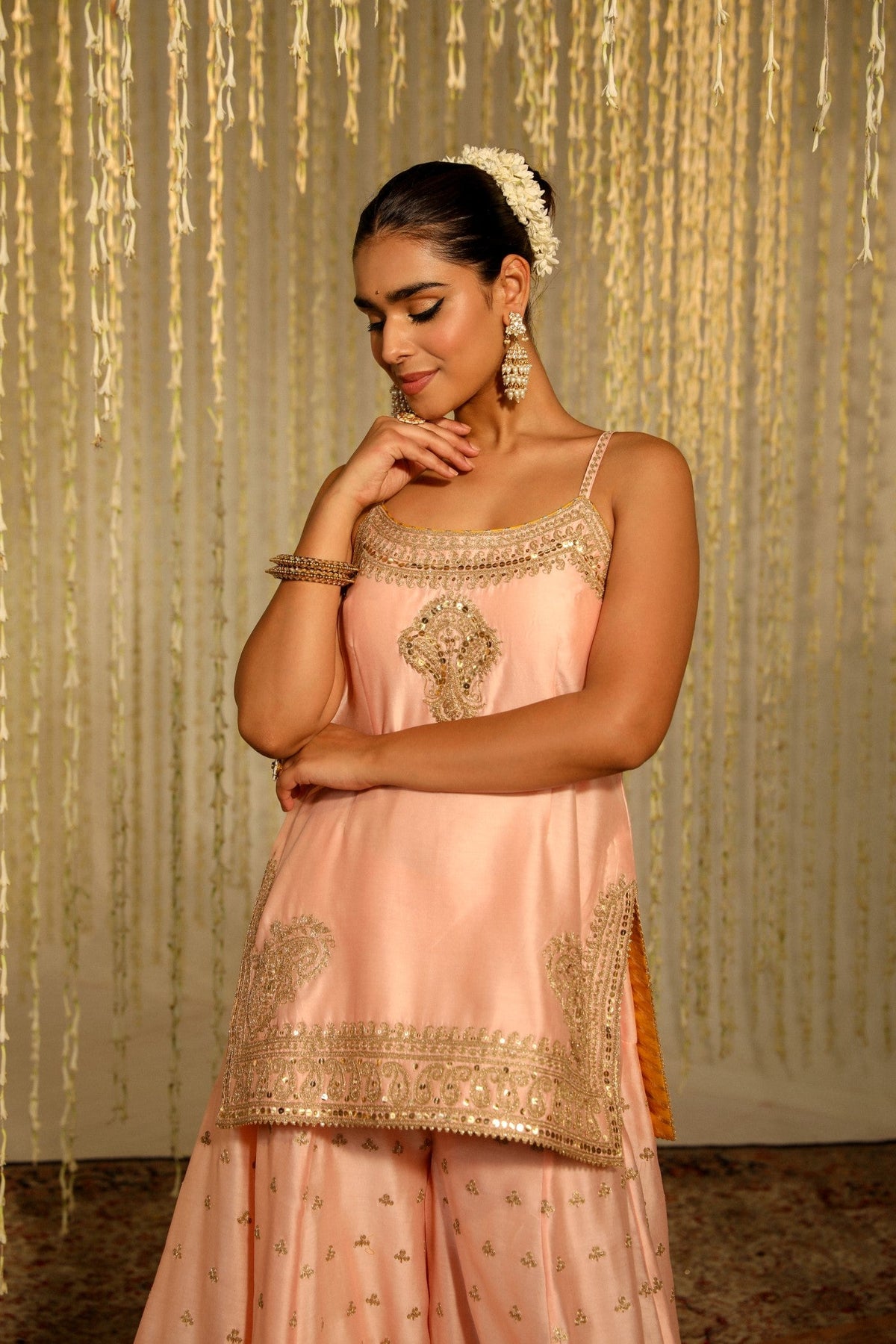 AABROO - ROSEPINK SHORT KURTA WITH SHARARA AND DUPATTA (LXRTS)