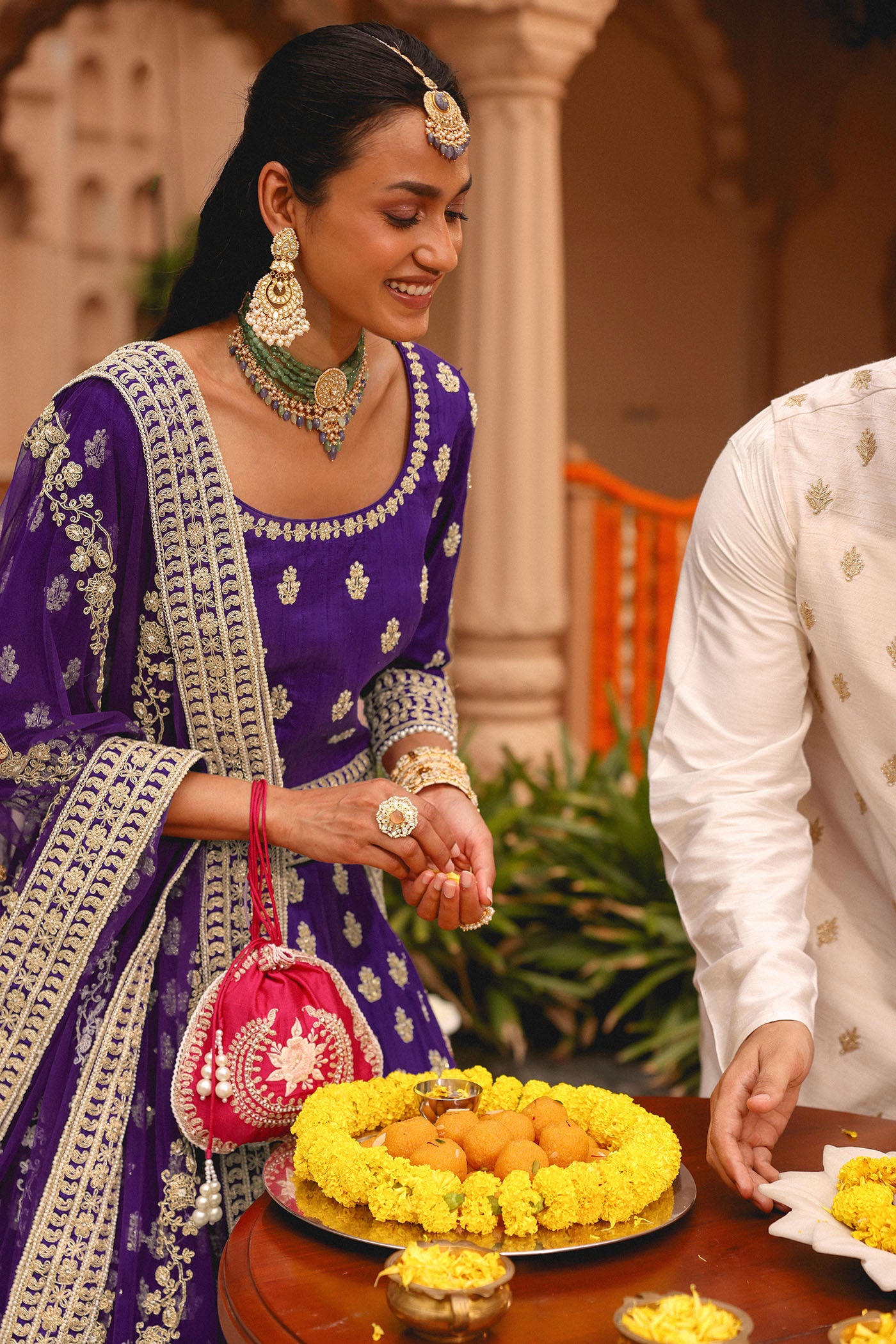 Aasmaa - Purple Lehenga with Choli and Dupatta