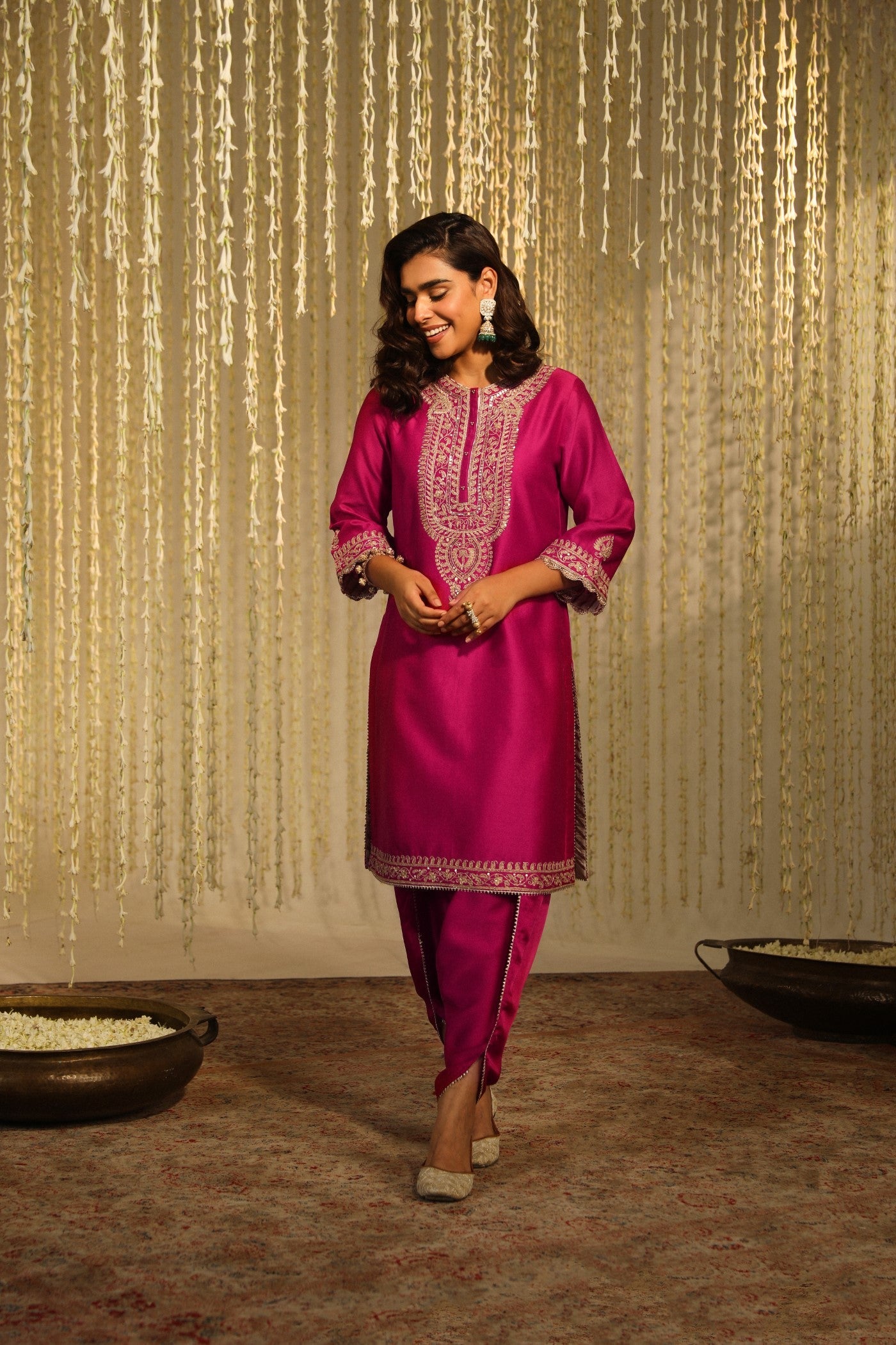 ENISA - HOT PINK KURTA WITH DHOTI (RTS)