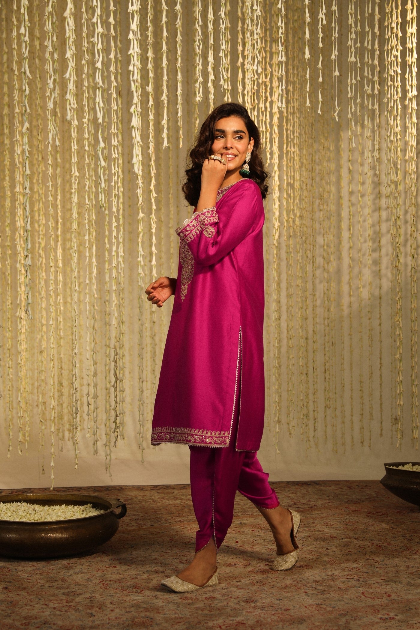 ENISA - HOT PINK KURTA WITH DHOTI (RTS)