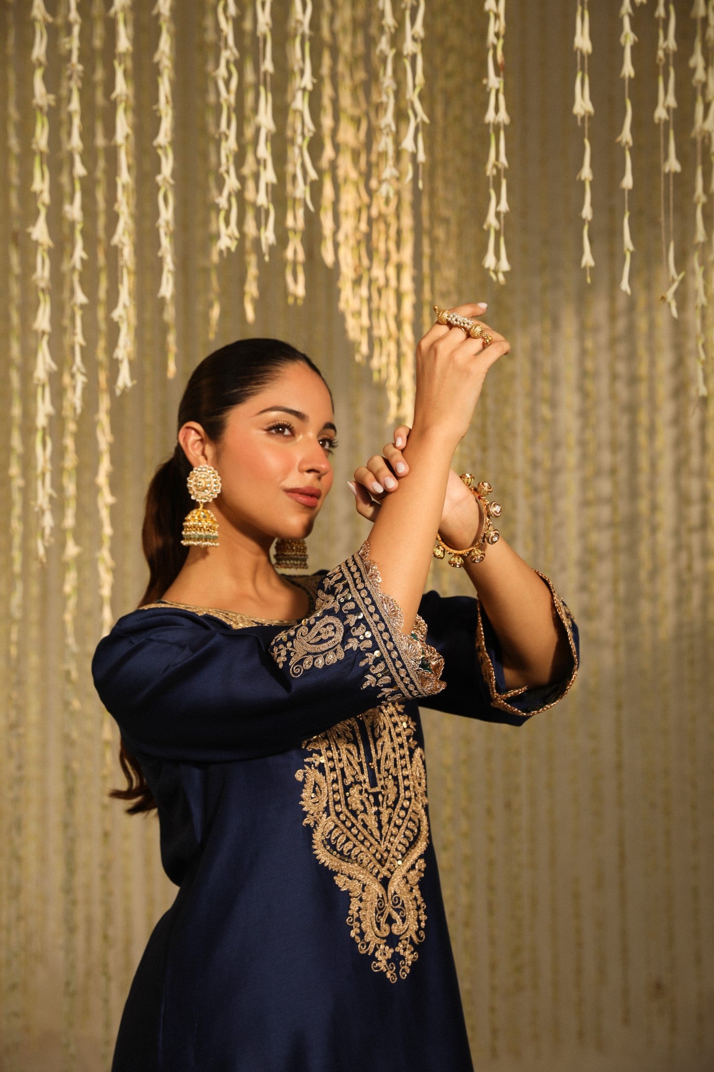 AMAYRA - DEEP BLUE SHORT KURTA WITH DHOTI