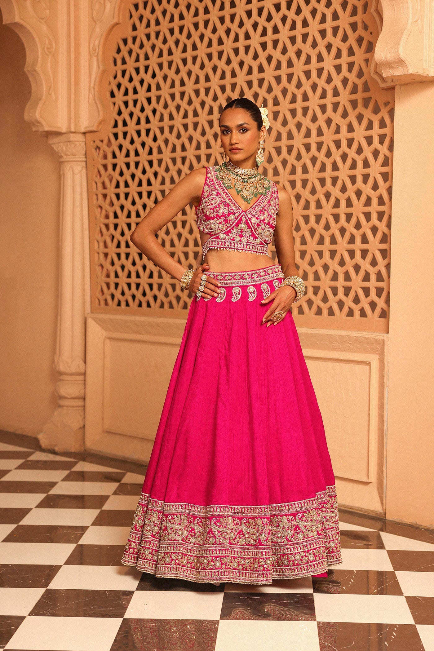 Ilma - Hotpink Lehenga with Blouse and Dupatta (Lxrts)