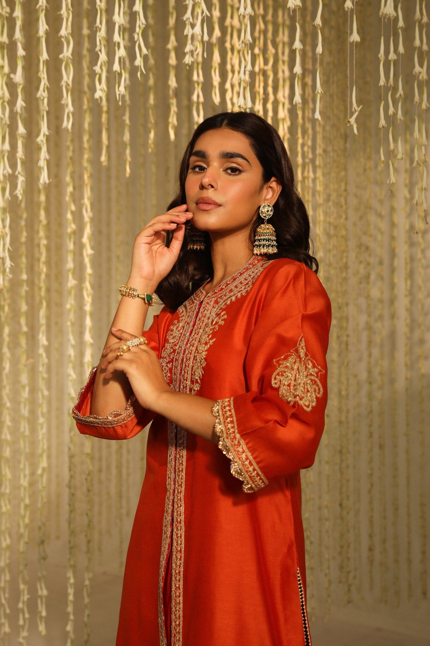 GULBANO - BURNT ORANGE SHORT KURTA WITH DHOTI (LXRTS)