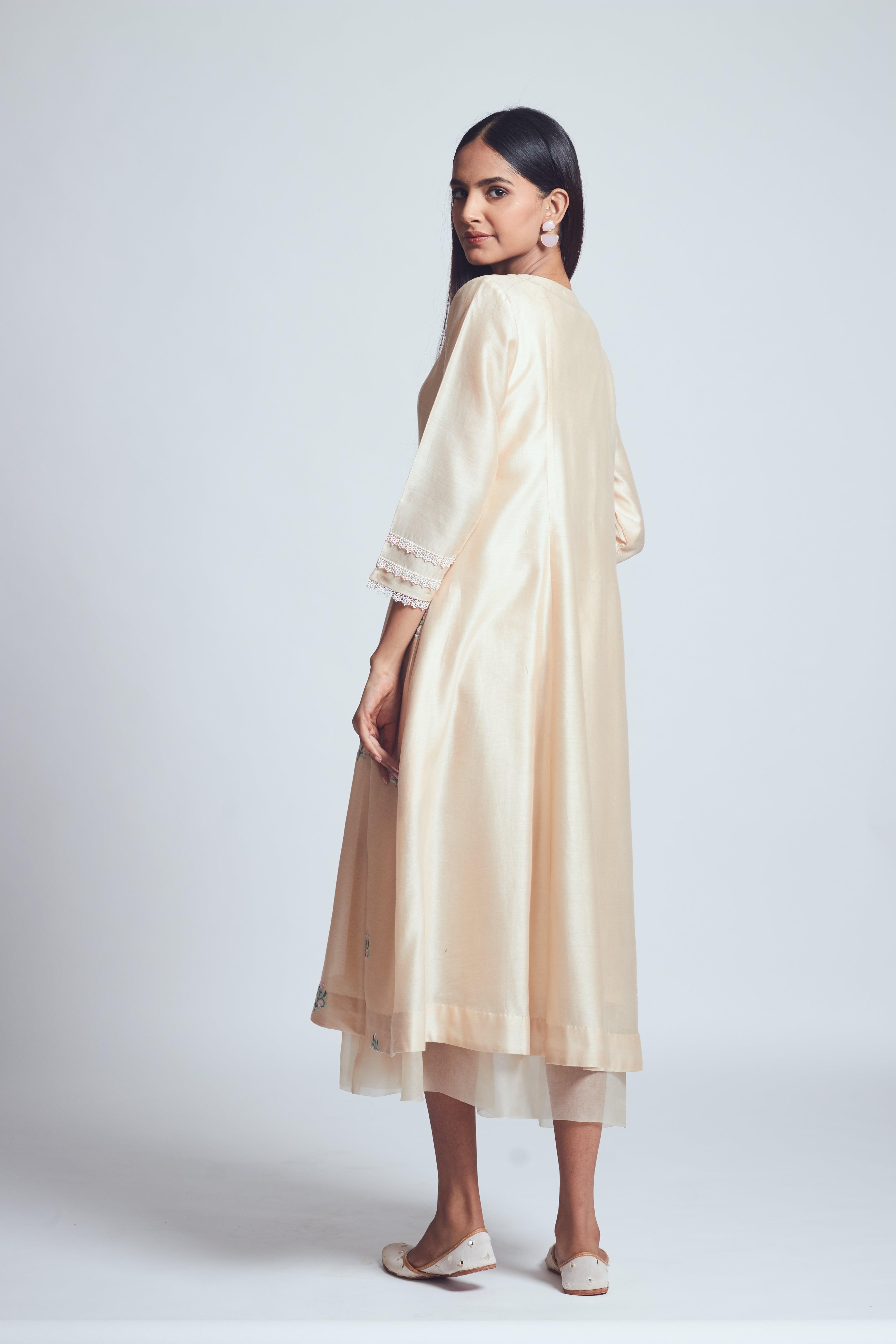 Amna- Beige twin layer summer dress