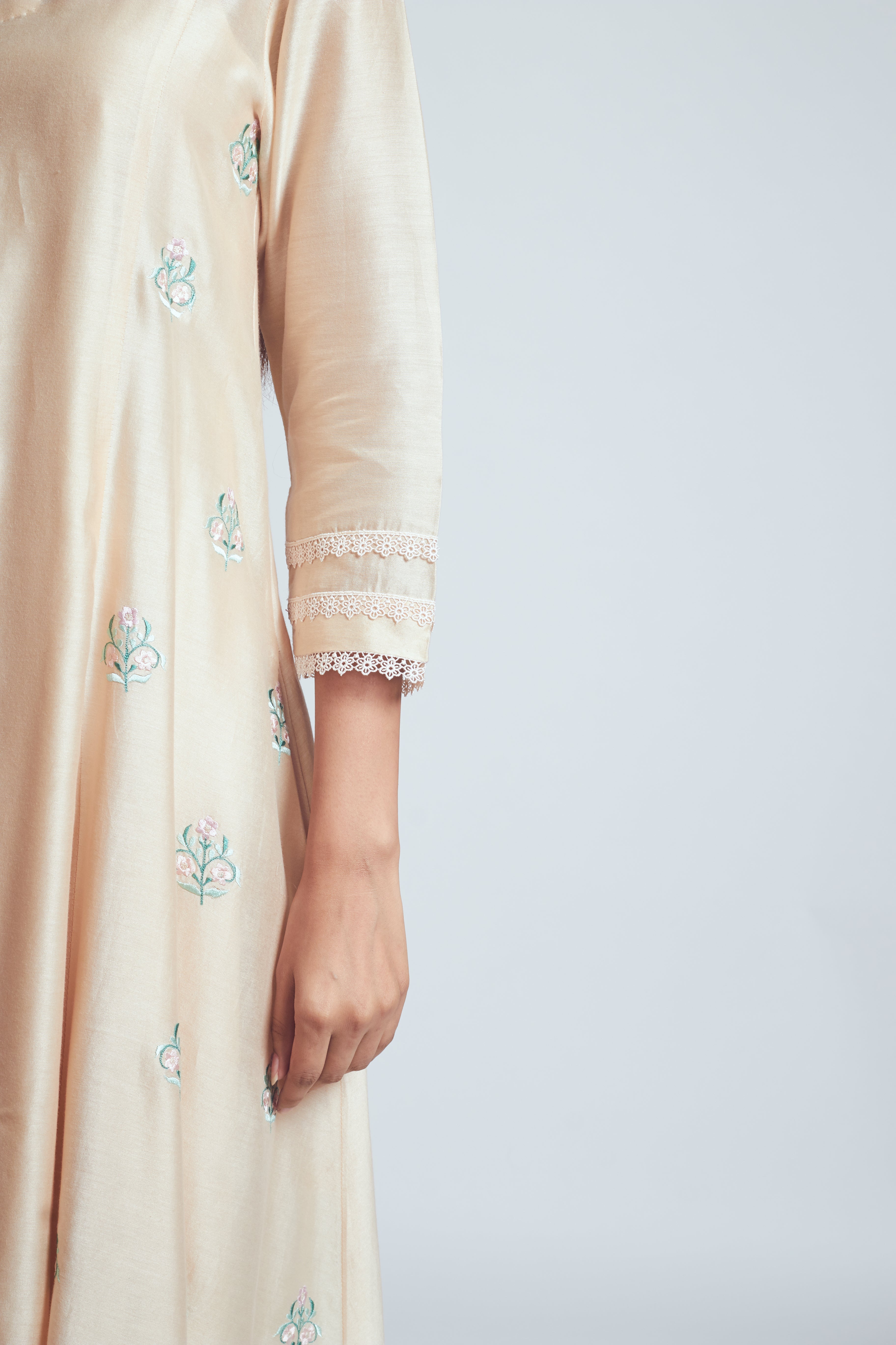 Amna- Beige twin layer summer dress