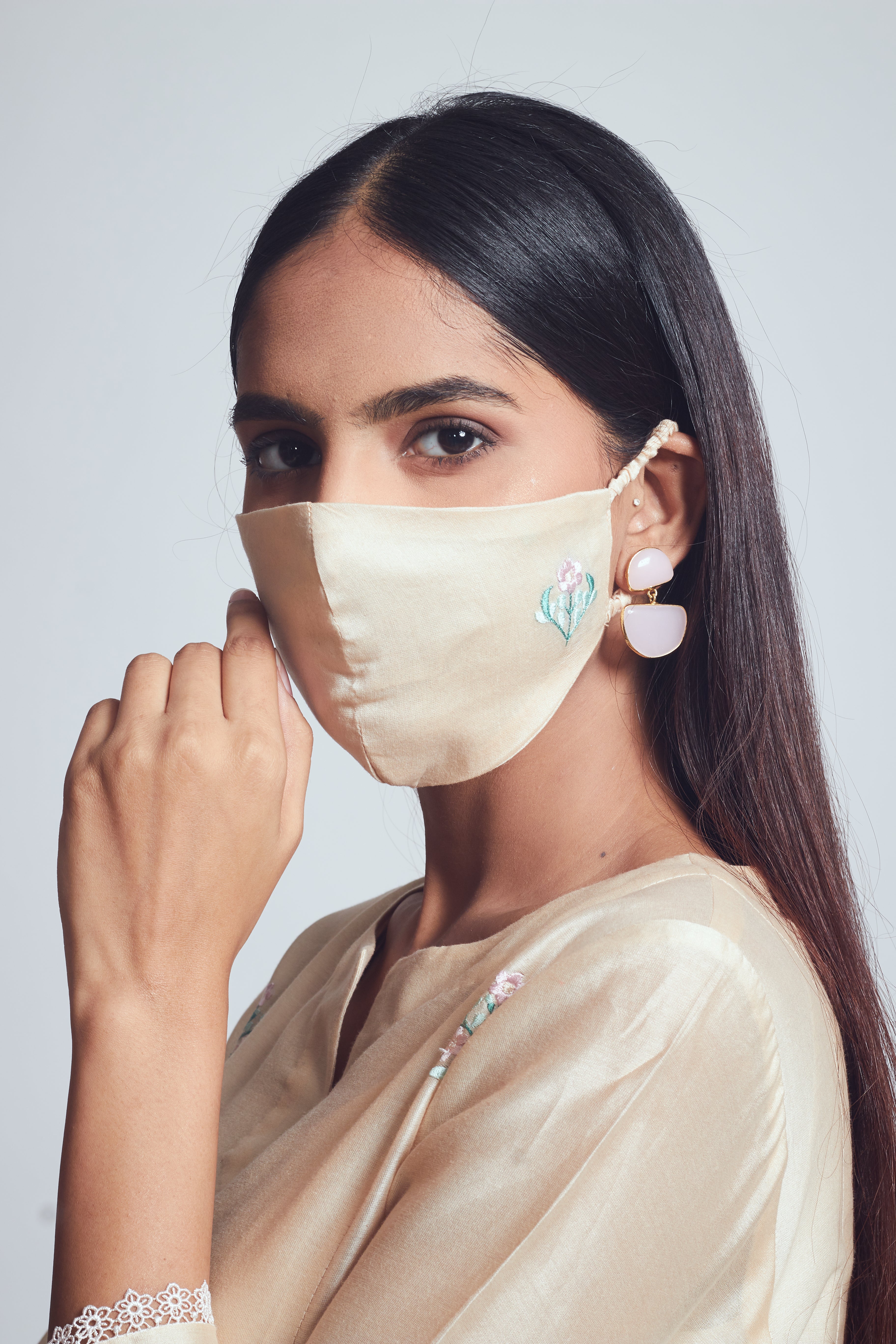 Amna- Beige twin layer summer dress