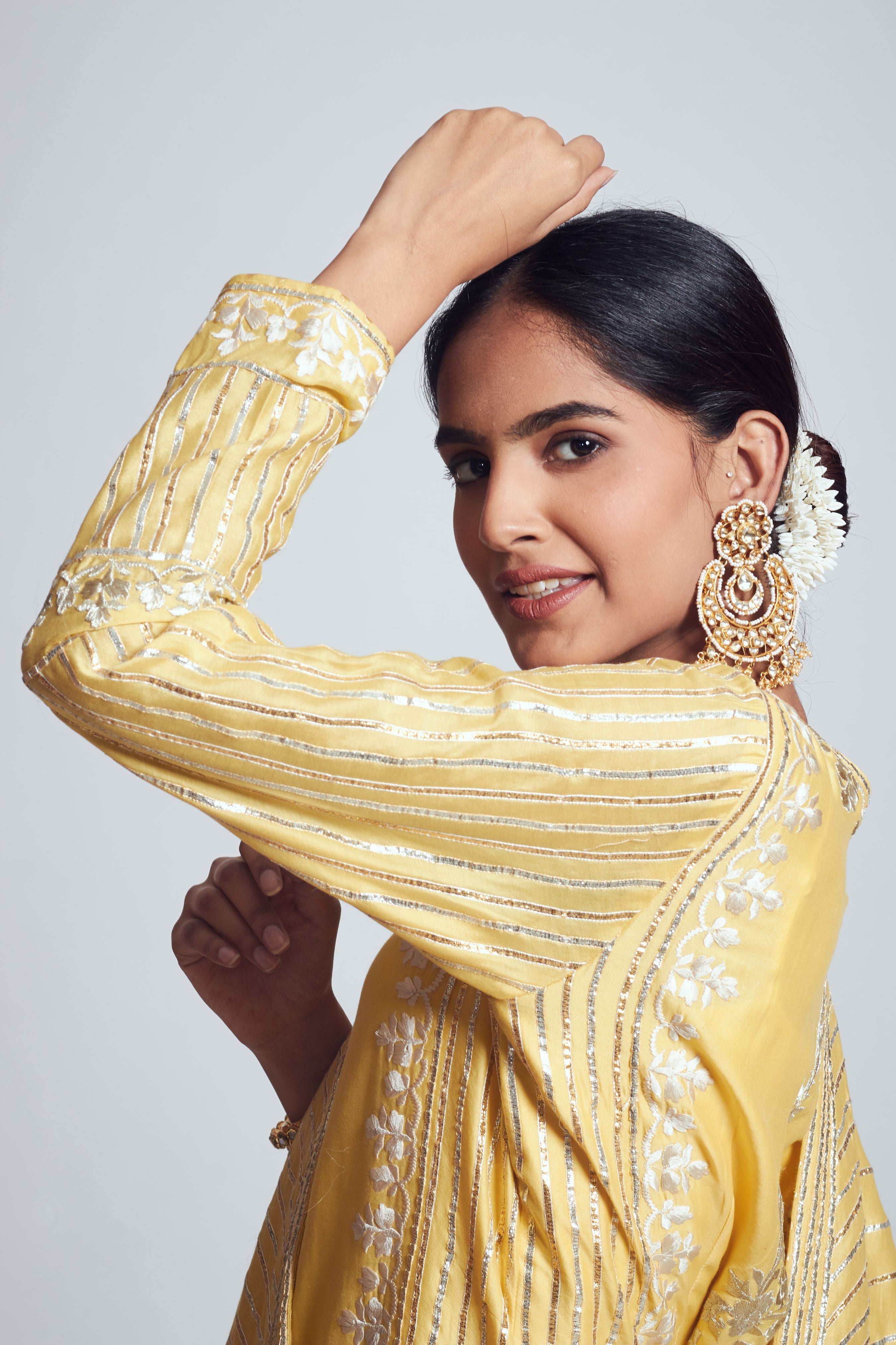 Sehar- Happy yellow chanderi silk embroidered ensemble