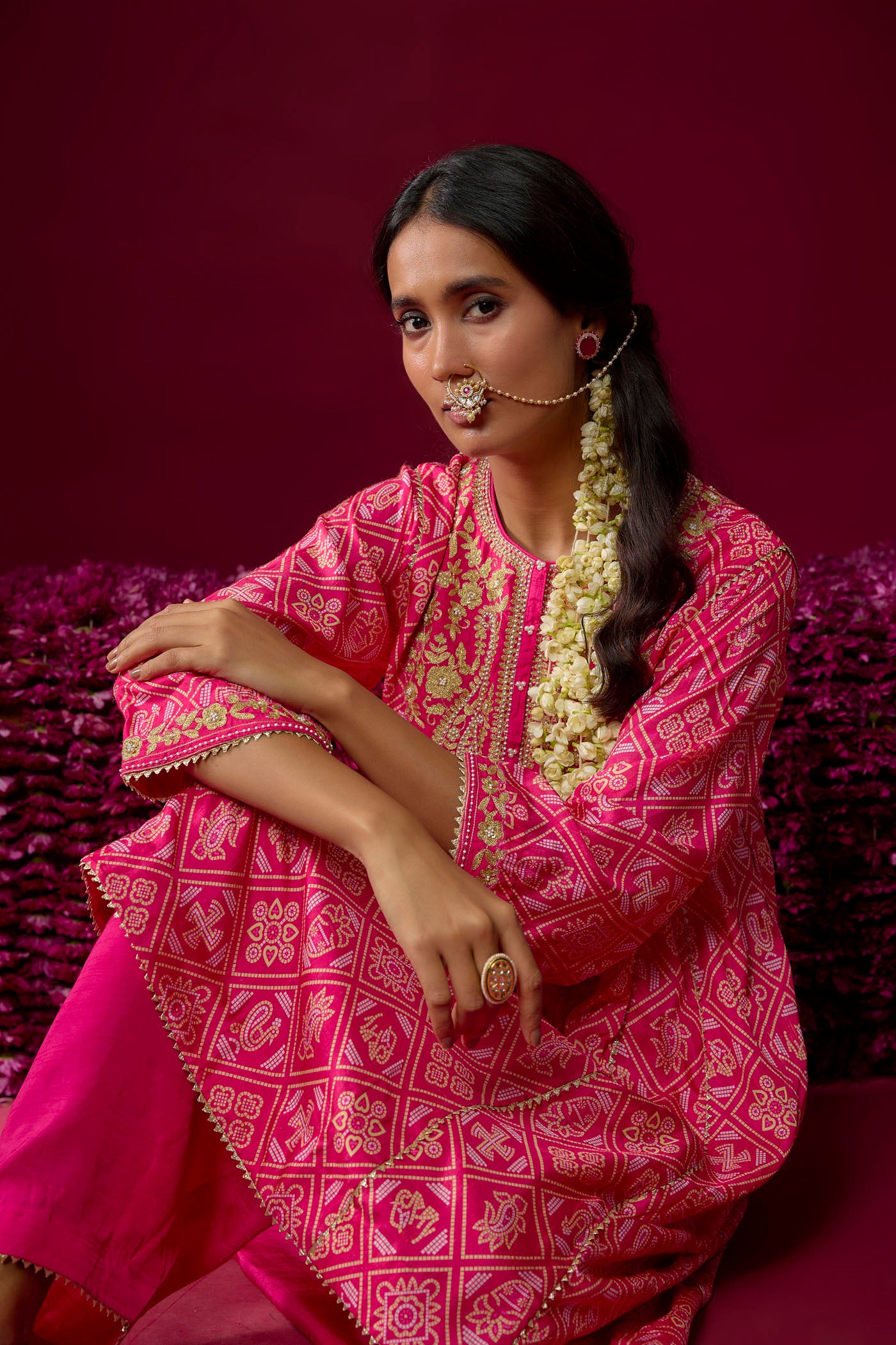 Nargis - Hotpink Short Chauga With Salwar