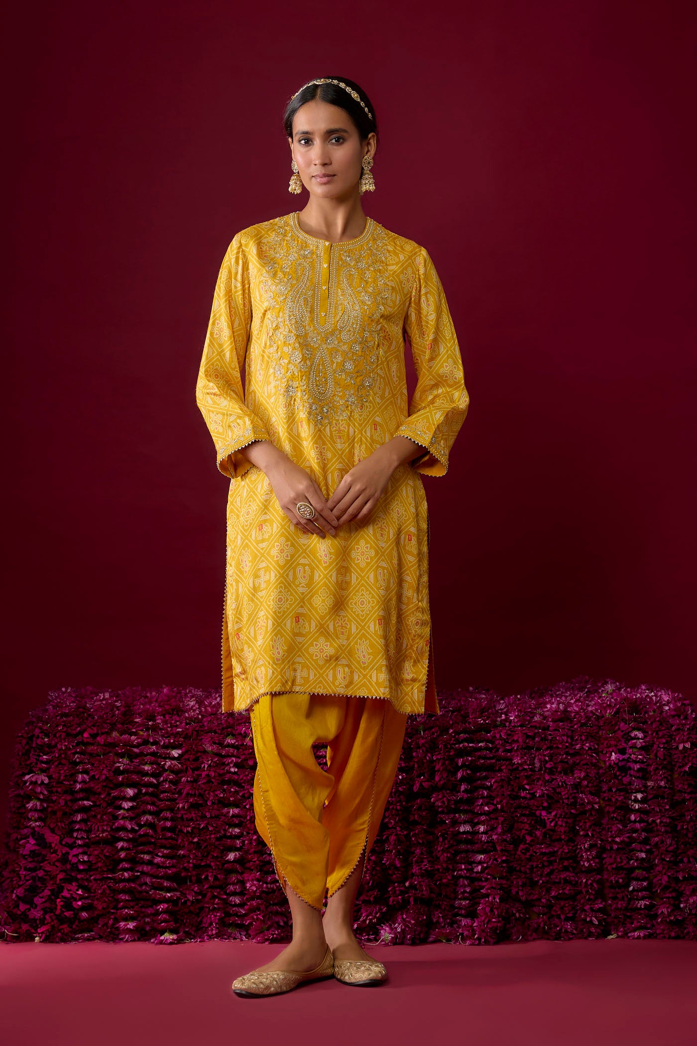 Nargis - Mustard Short Kurta With Salwar