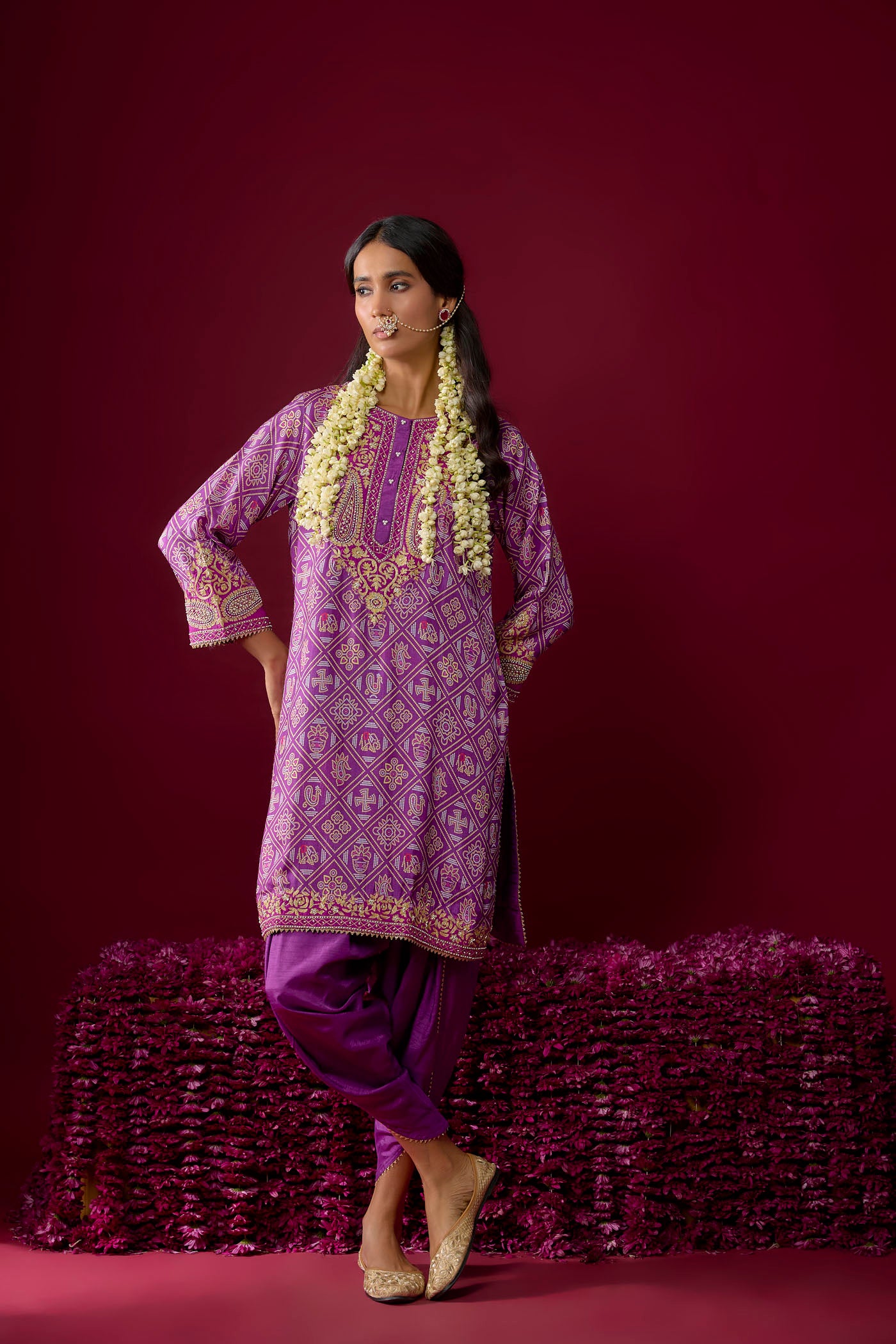 Zoya - Purple Short Kurta With Dhoti